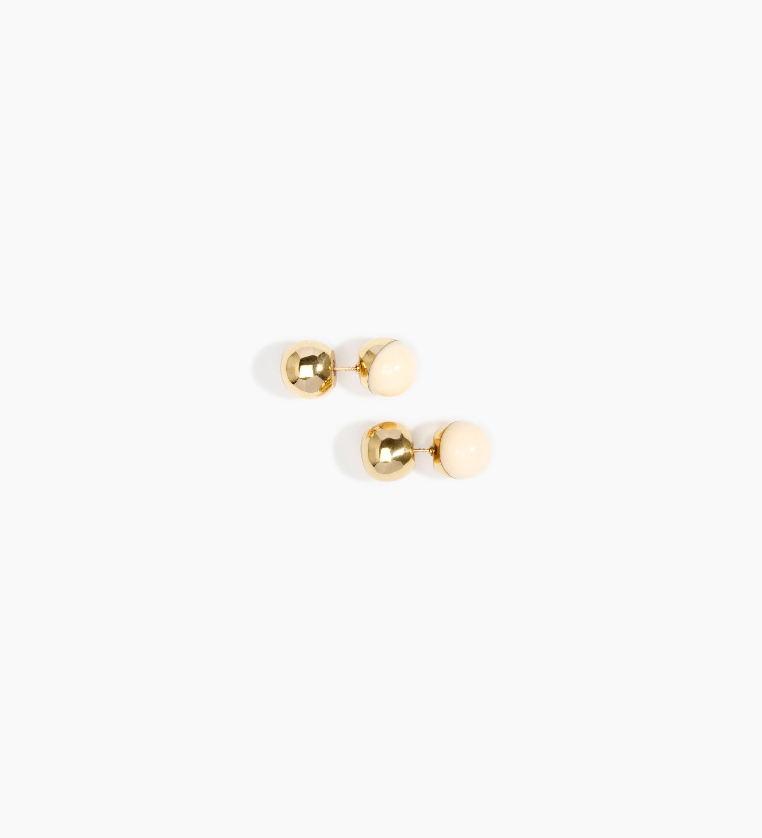 Dinosaur Designs Ball Stud Earrings Earrings in Nano-Coated Brass Material resin with Cream Colour