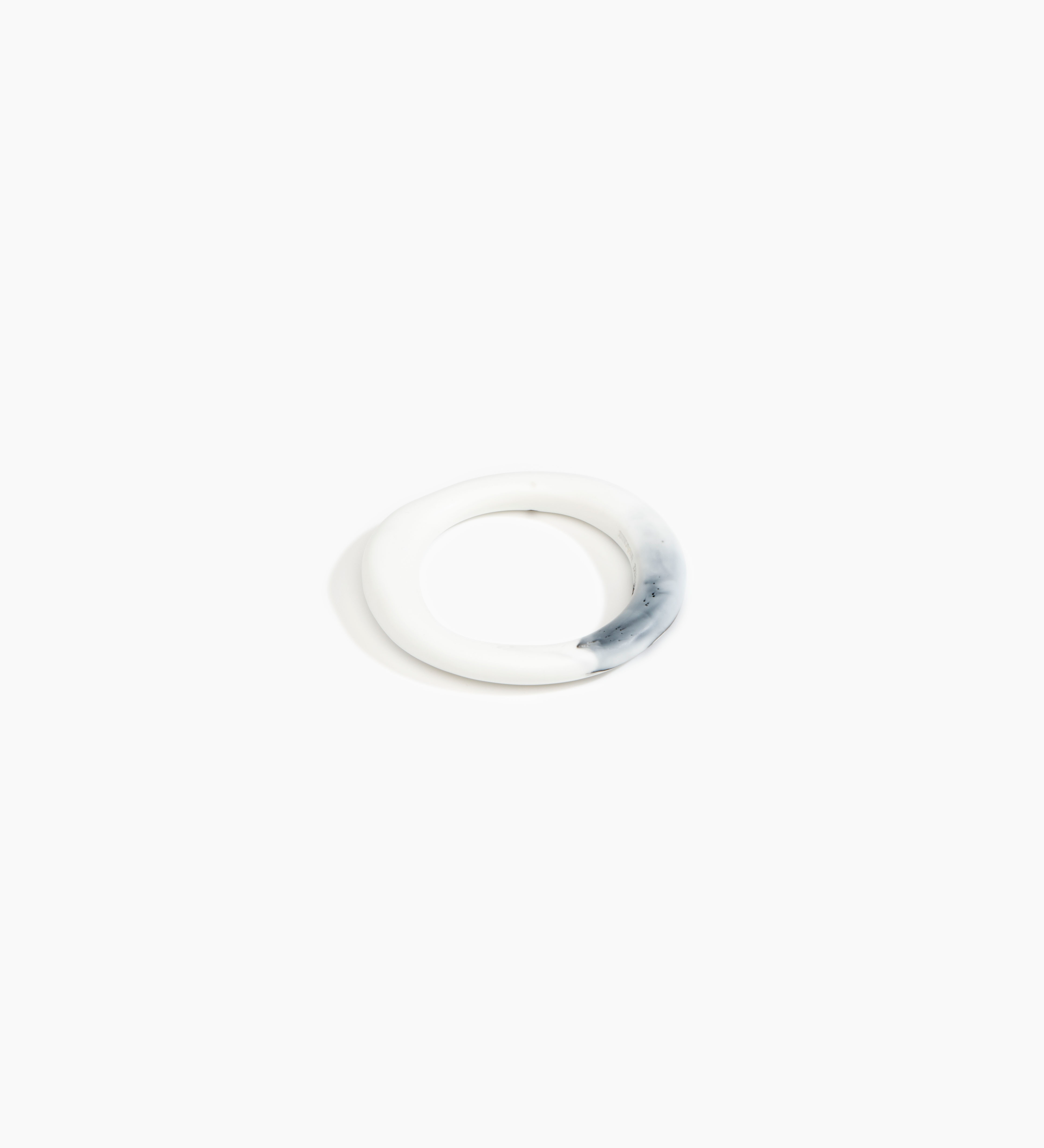 Dinosaur Designs Drift Wishbone Bangle Bracelets in White Marble color resin with Wide Fit