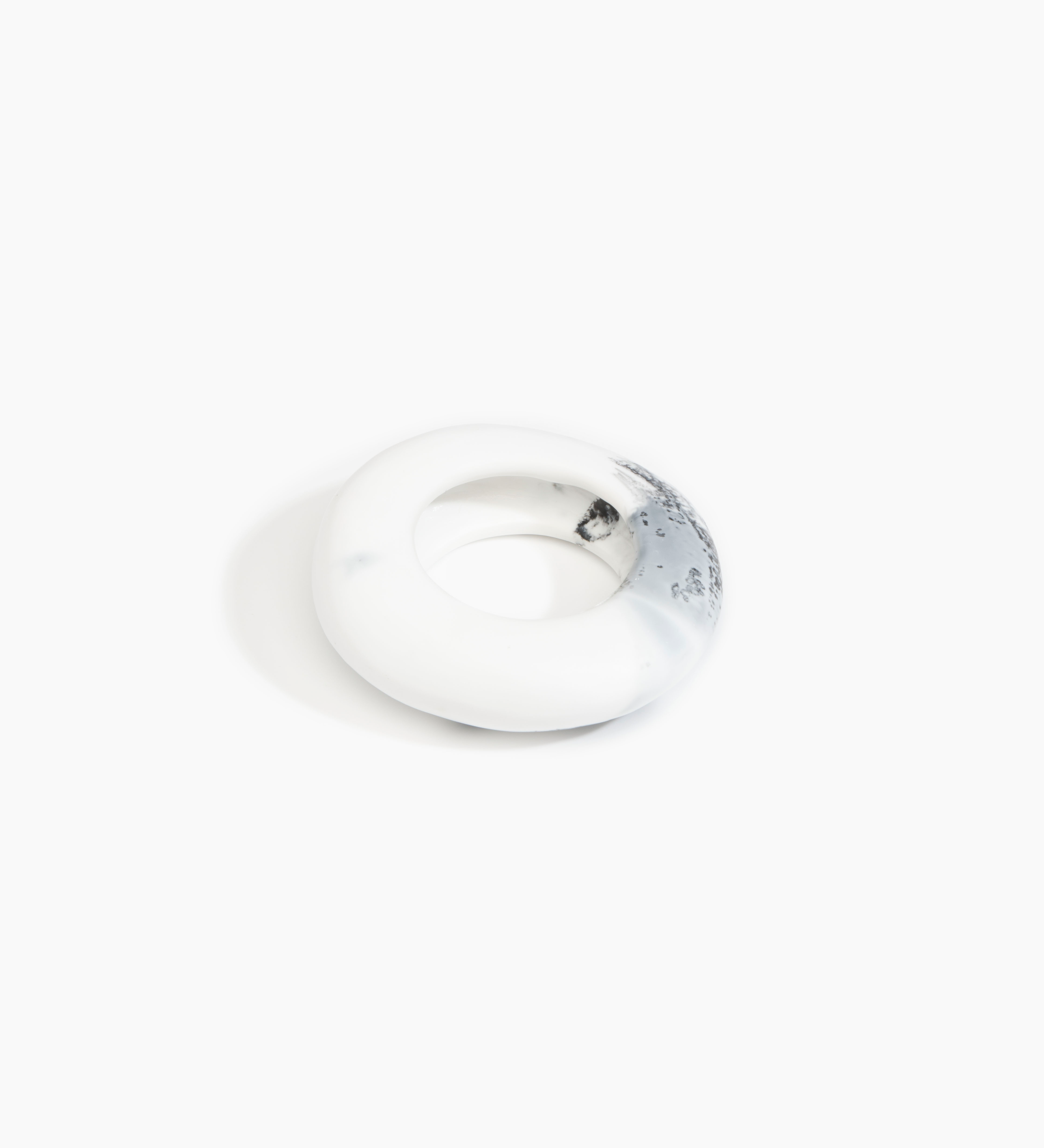 Dinosaur Designs Large Drift Bangle Bracelets in White Marble color resin with Wide Fit