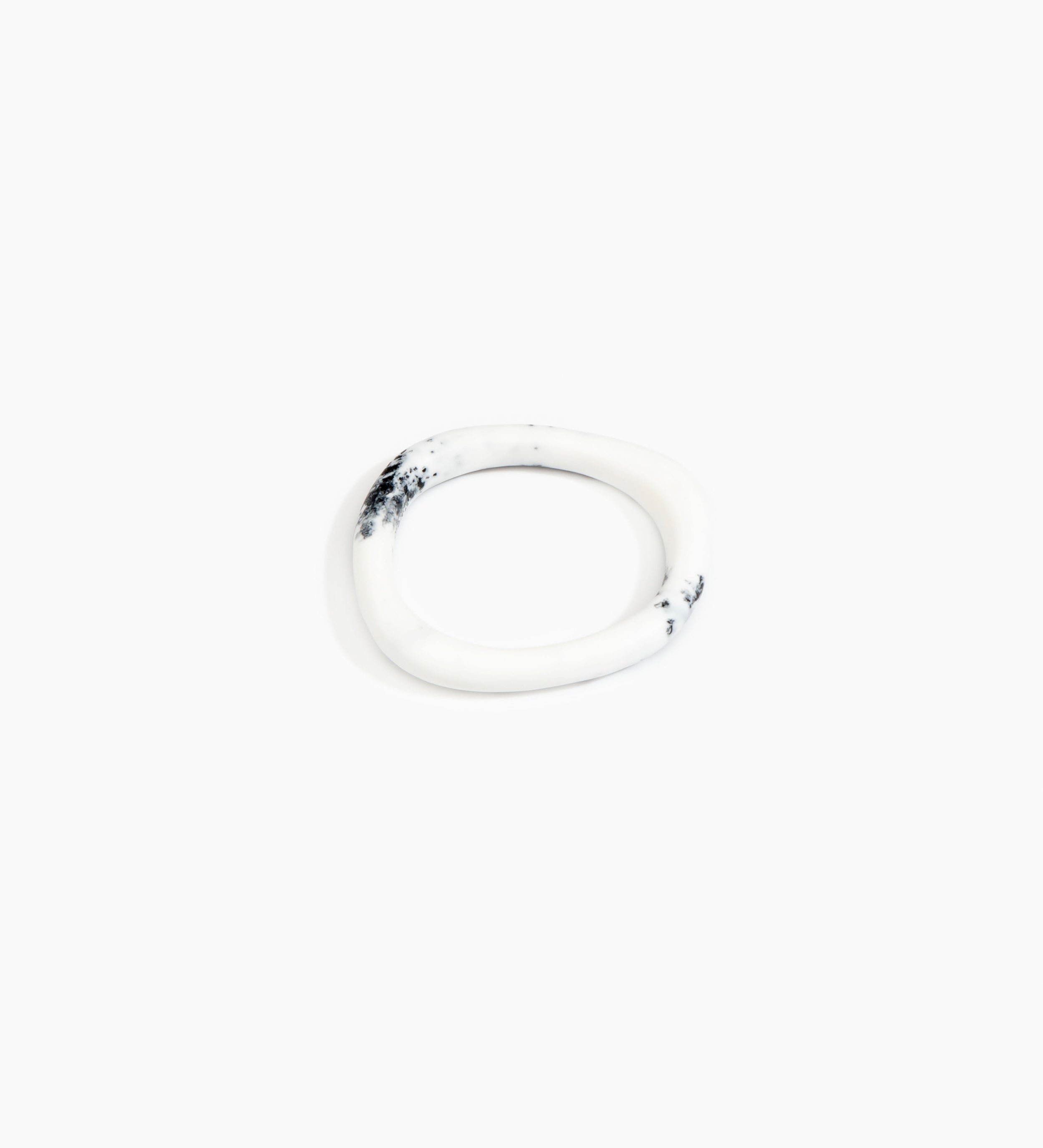 Dinosaur Designs Slate Bangle Bracelets in White Marble color resin with Wide Fit