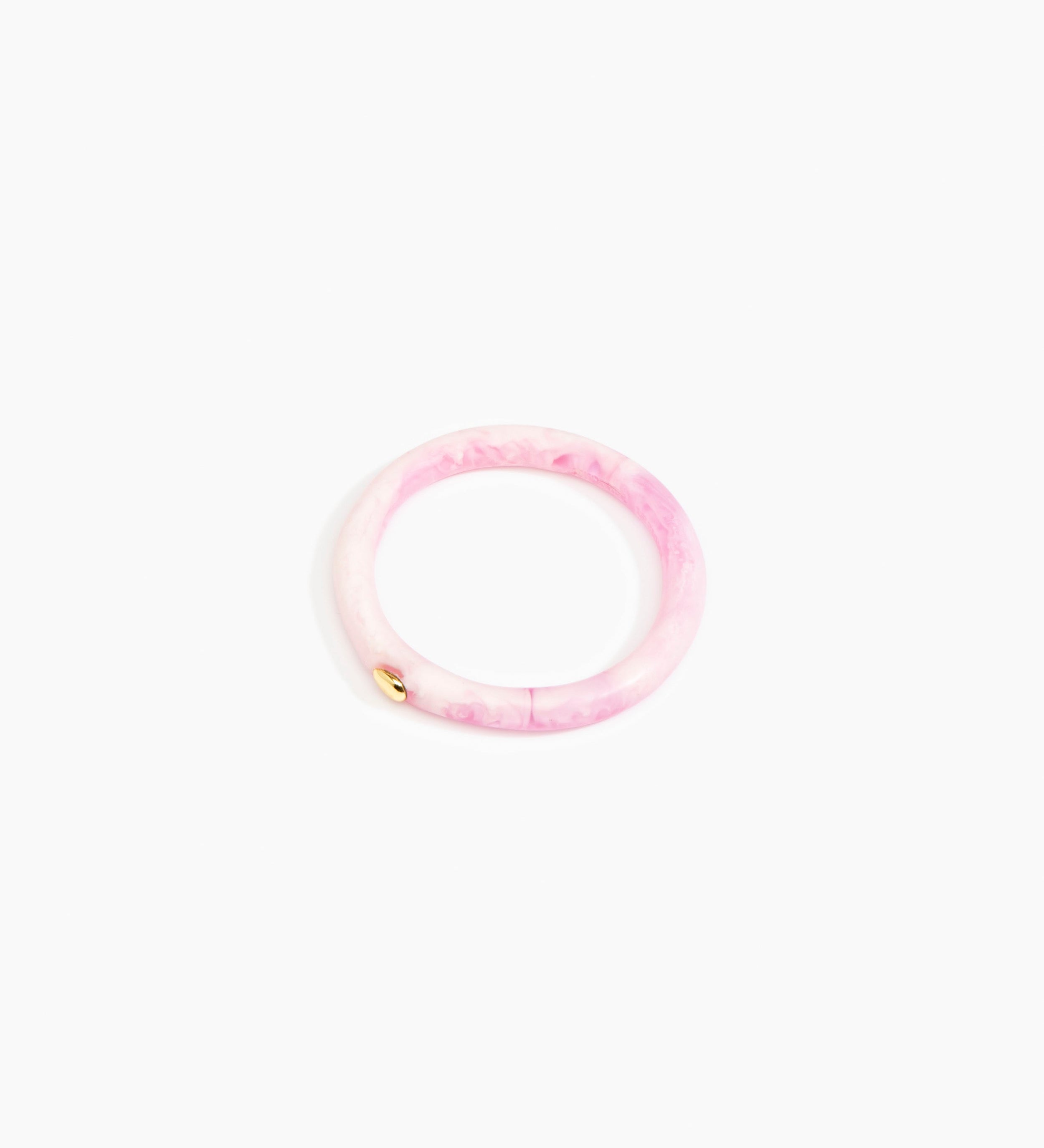 Dinosaur Designs Round Rock Wishbone Bangle Bracelets in Shell Pink color resin with Wide Fit