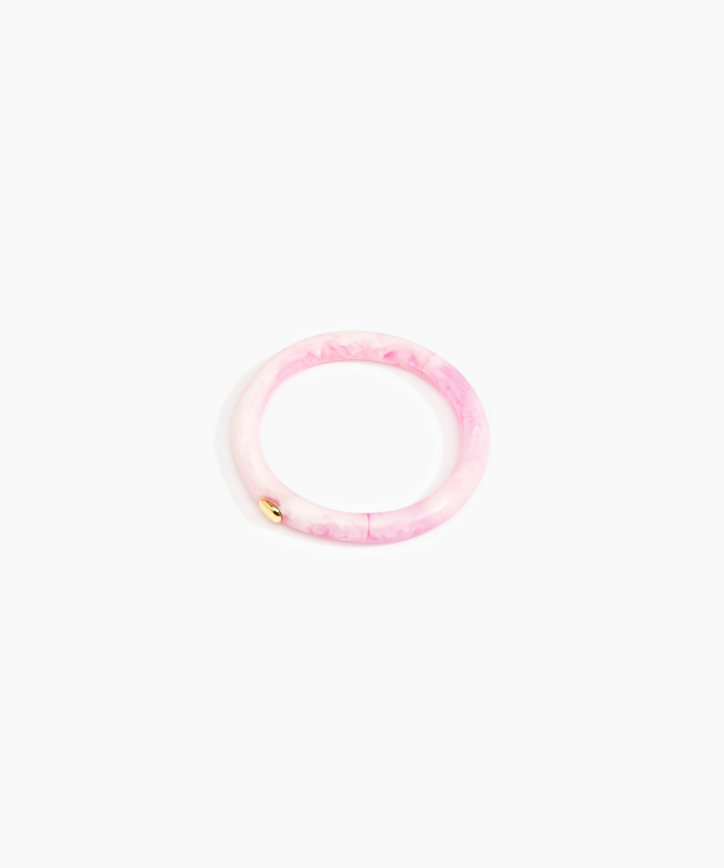 Dinosaur Designs Round Rock Wishbone Bangle Bracelets in Shell Pink color resin with Wide Fit