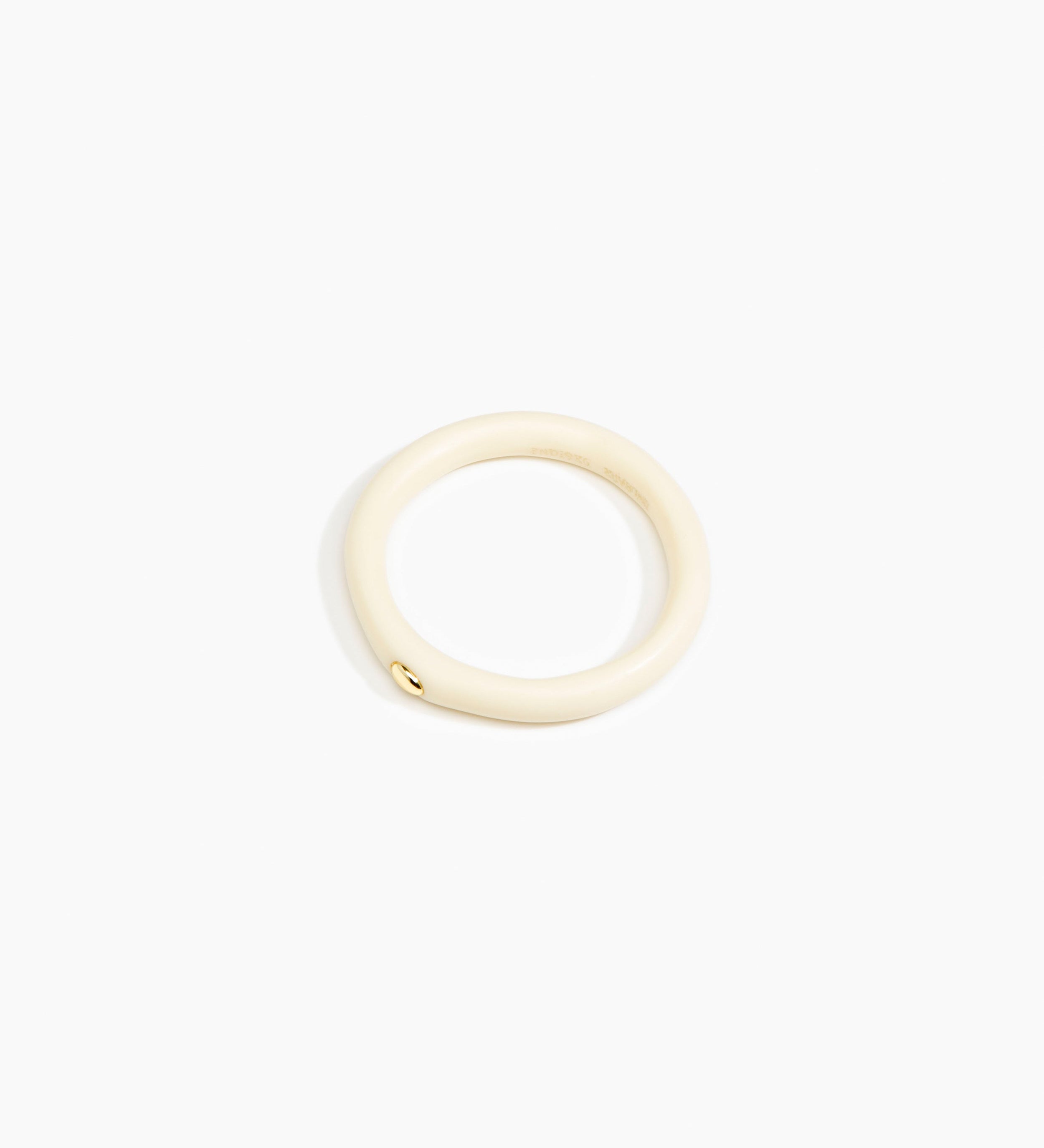 Dinosaur Designs Round Rock Wishbone Bangle Bracelets in Cream color resin with Wide Fit