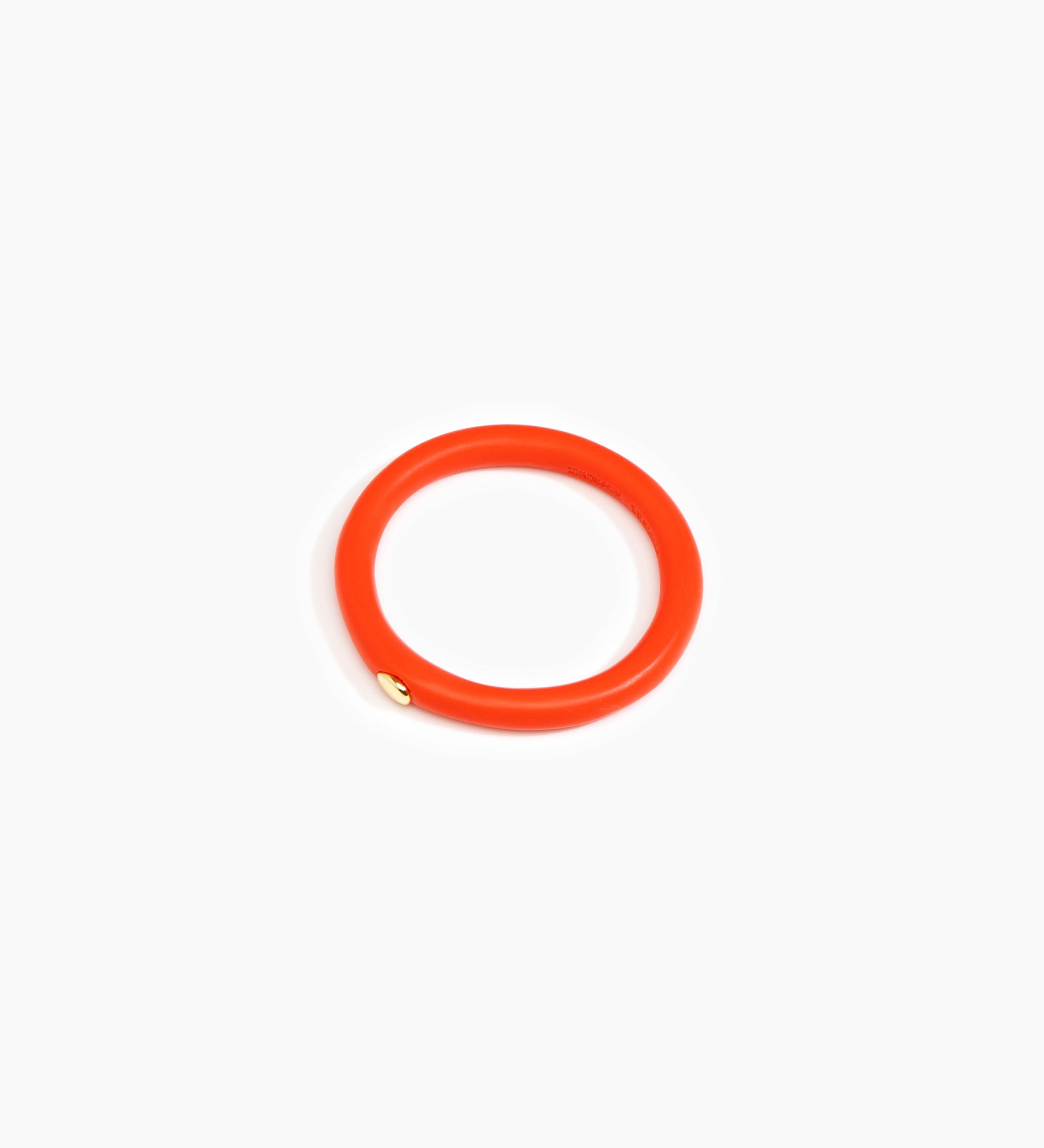 Dinosaur Designs Round Rock Wishbone Bangle Bracelets in Coral Pop color resin with Wide Fit