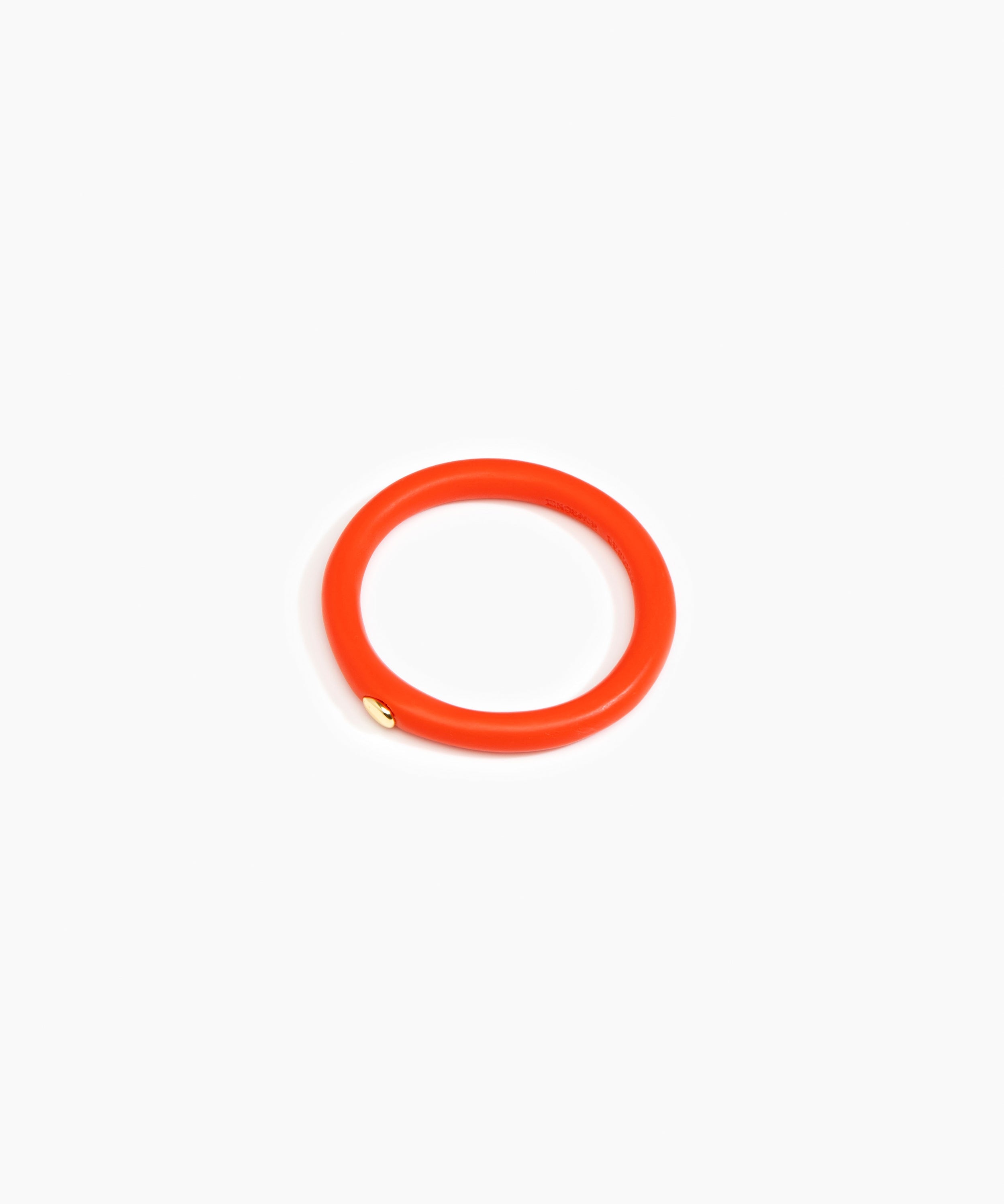 Dinosaur Designs Round Rock Wishbone Bangle Bracelets in Coral Pop color resin with Wide Fit