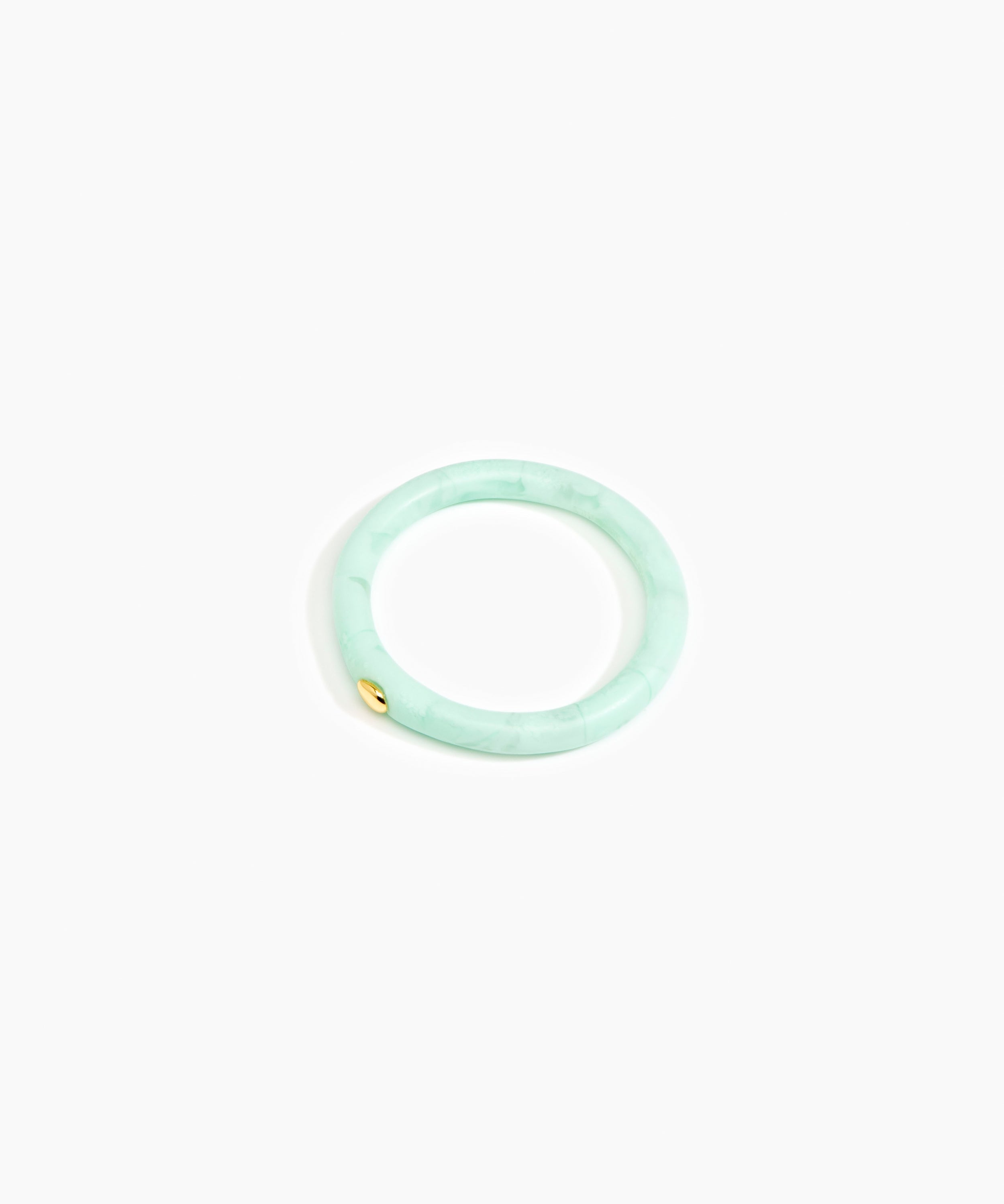 Dinosaur Designs Round Rock Wishbone Bangle Bracelets in Mint color resin with Regular Fit