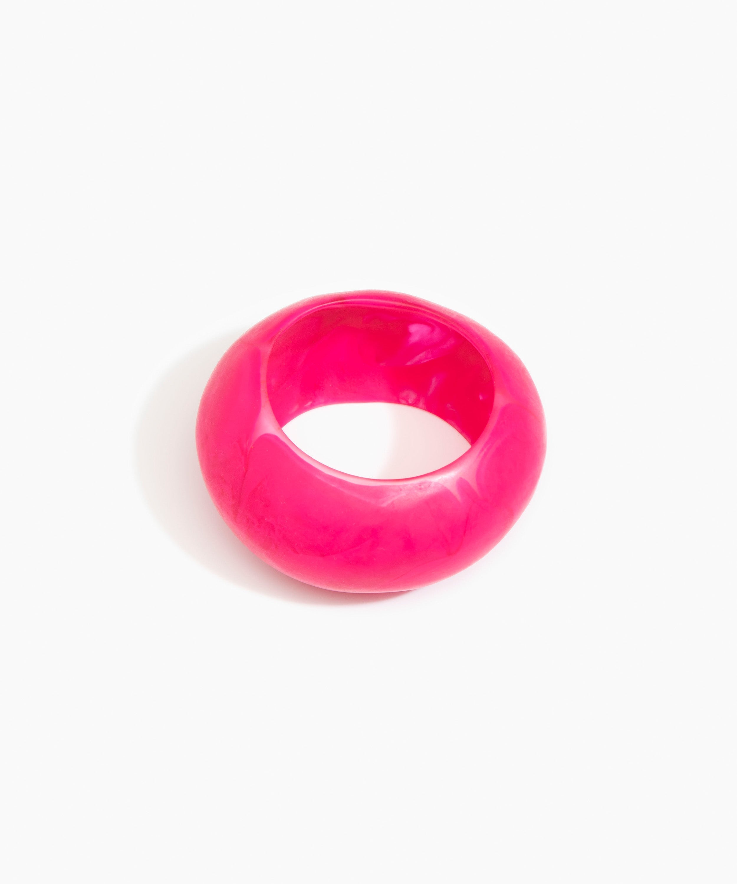 Dinosaur Designs Boulder Bangle Bracelets in Flamingo color resin with Wide Fit