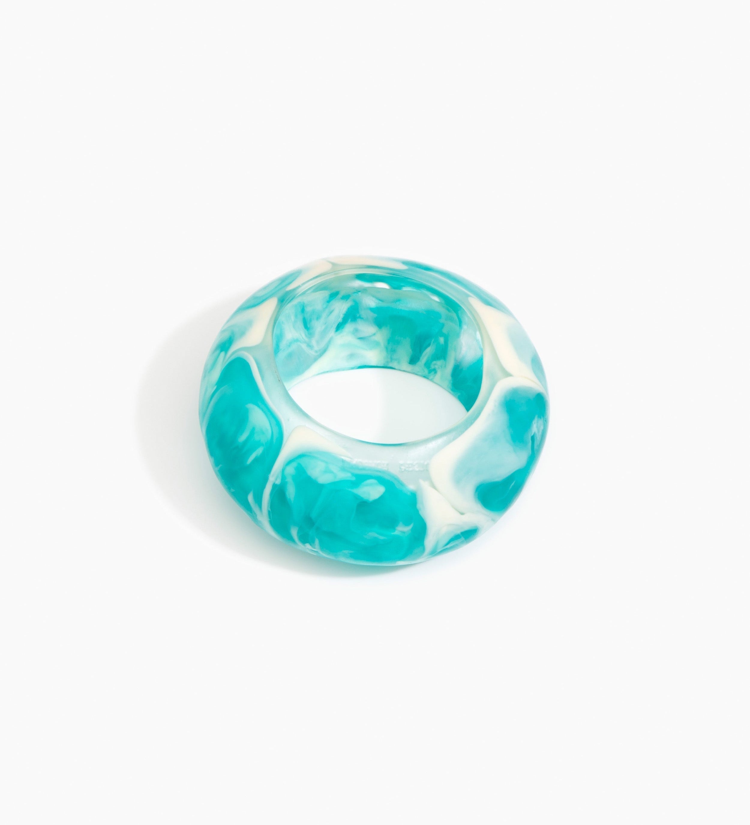 Dinosaur Designs Boulder Bangle Bracelets in Lagoon color resin with Wide Fit