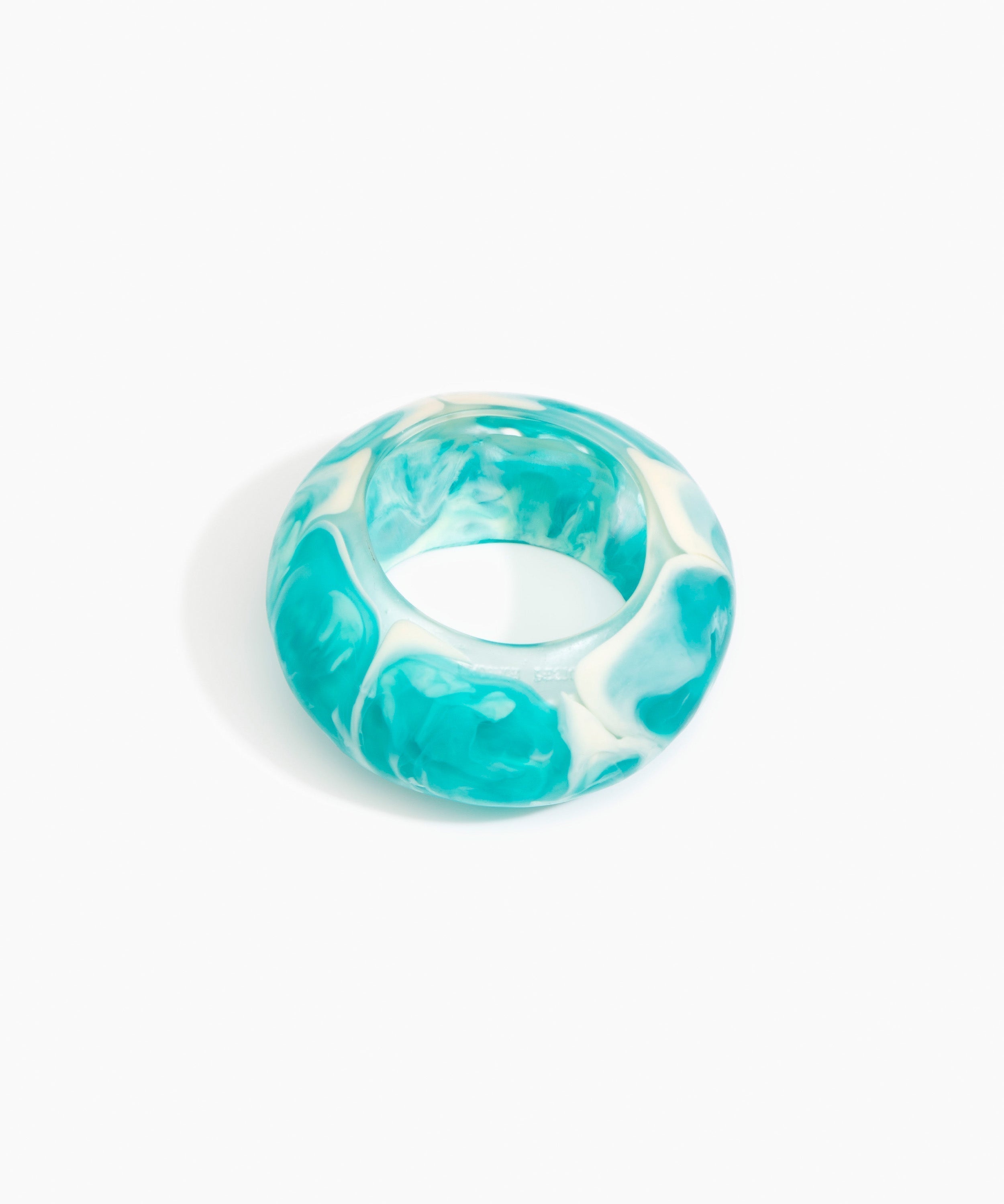 Dinosaur Designs Boulder Bangle Bracelets in Lagoon color resin with Wide Fit