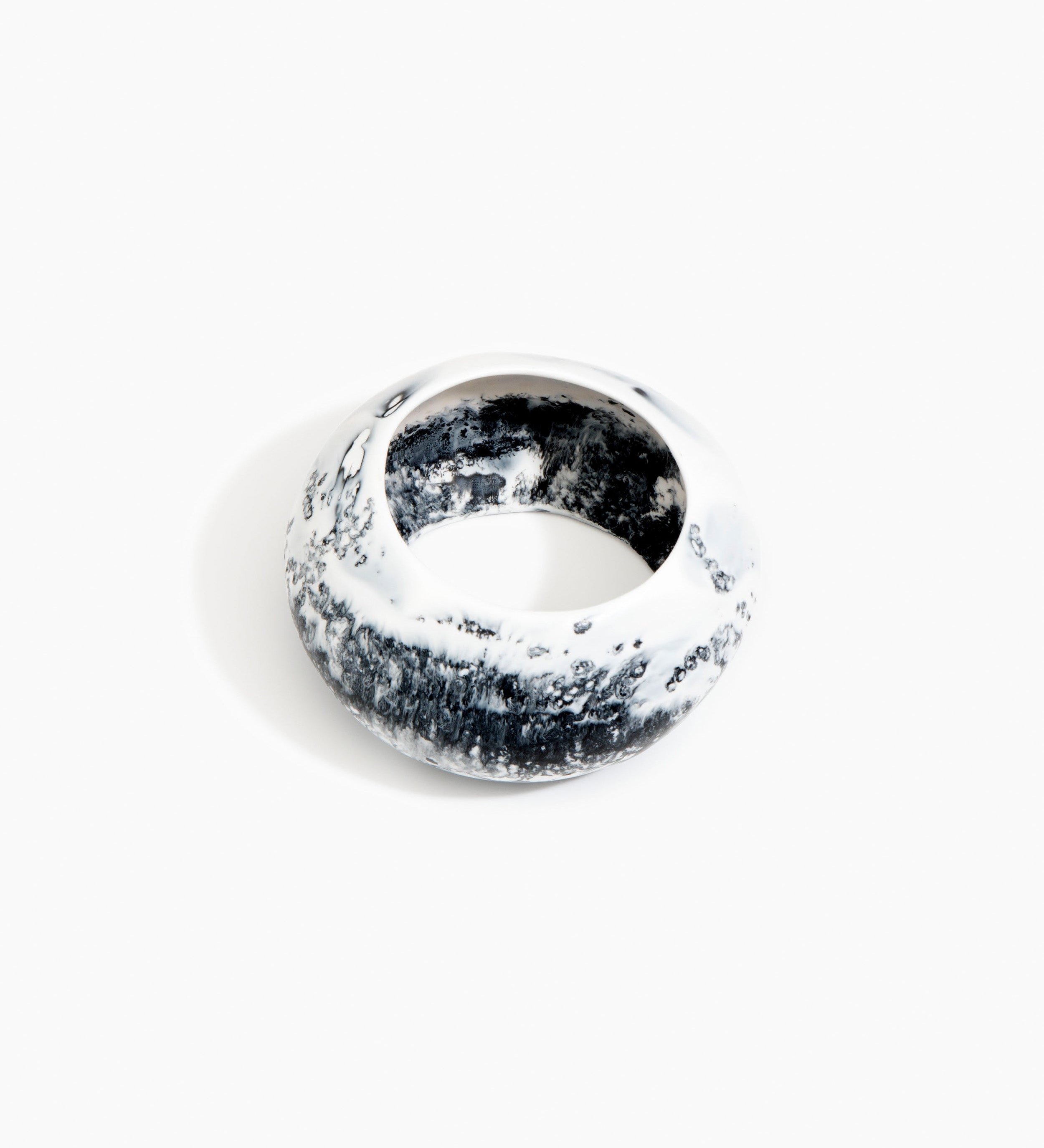 Dinosaur Designs Boulder Bangle Bracelets in White Marble color resin with Wide Fit