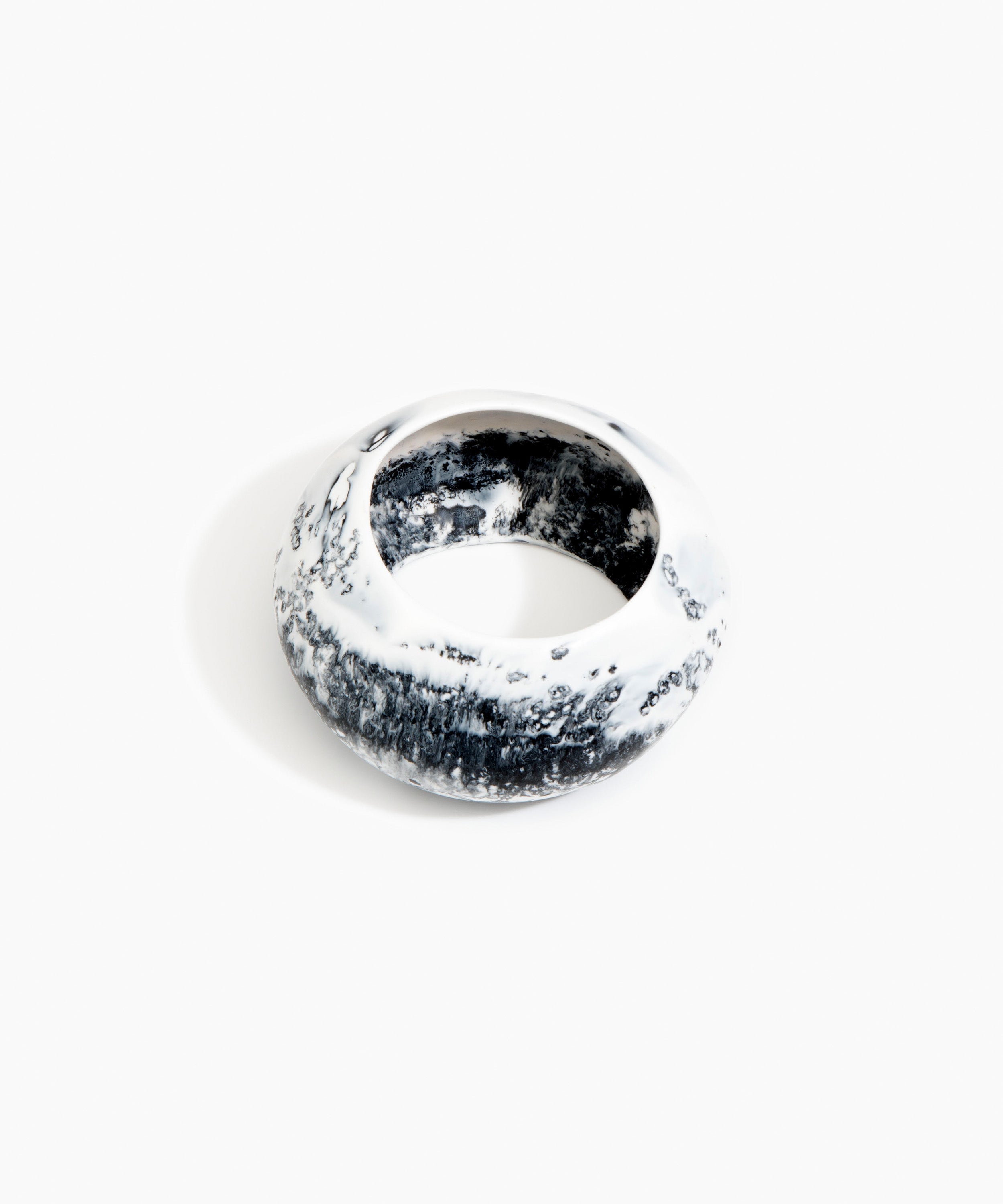 Dinosaur Designs Boulder Bangle Bracelets in White Marble color resin with Wide Fit