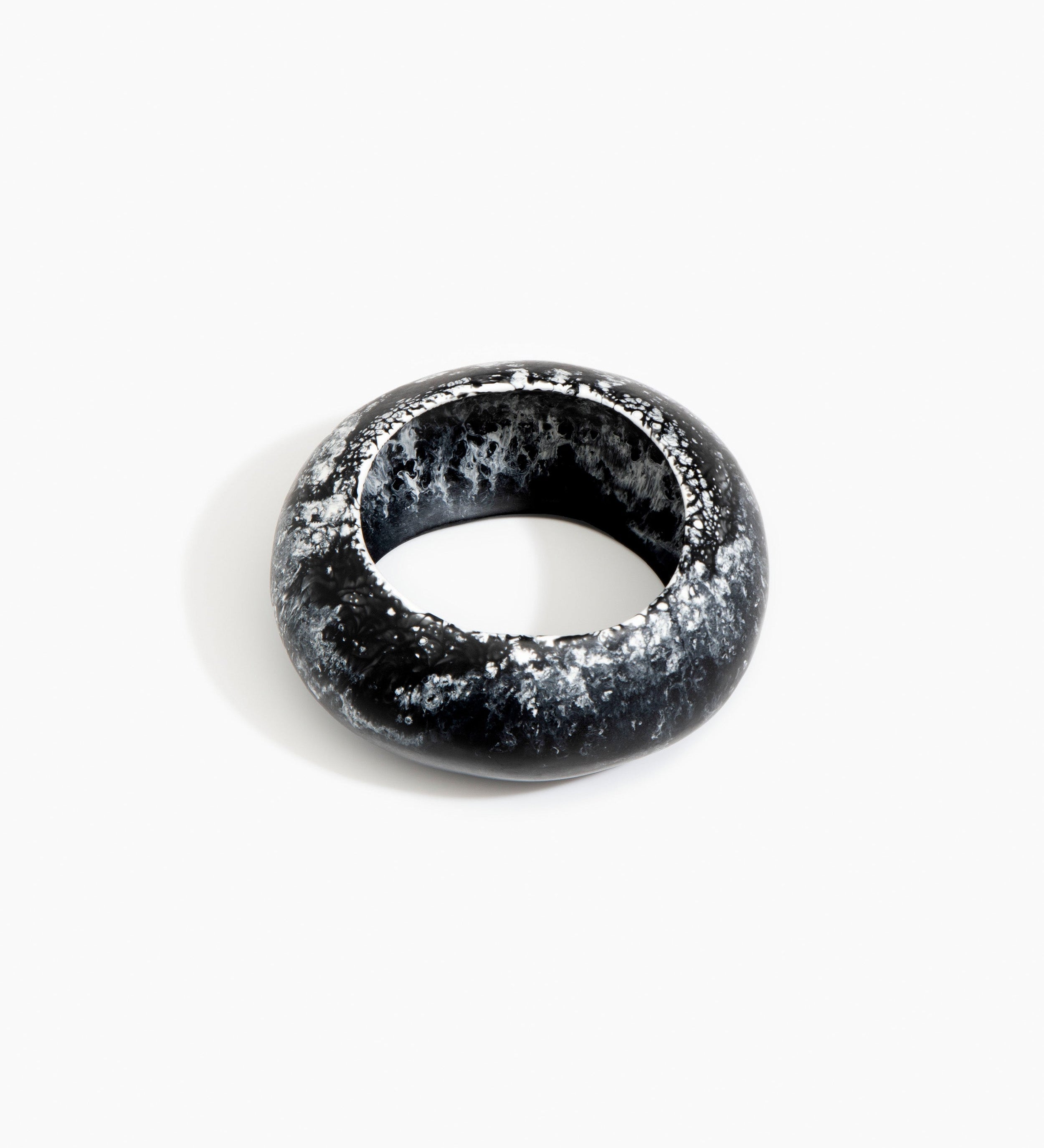 Dinosaur Designs Boulder Bangle Bracelets in Black Marble color resin with Wide Fit