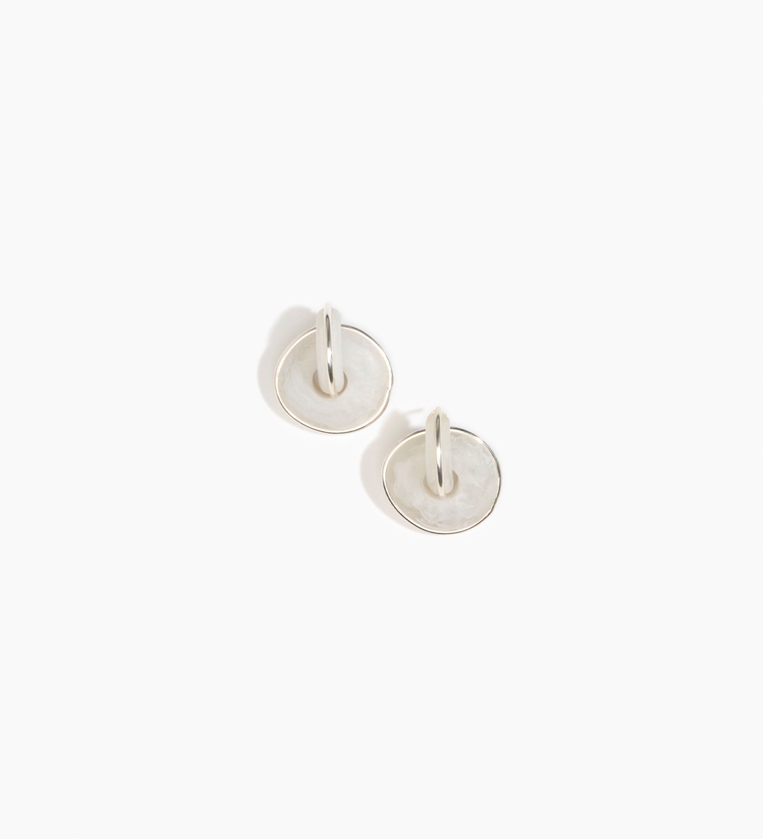 Dinosaur Designs Large Drift Link Earrings Earrings in Frost color resin with Silver-Plated Brass Material