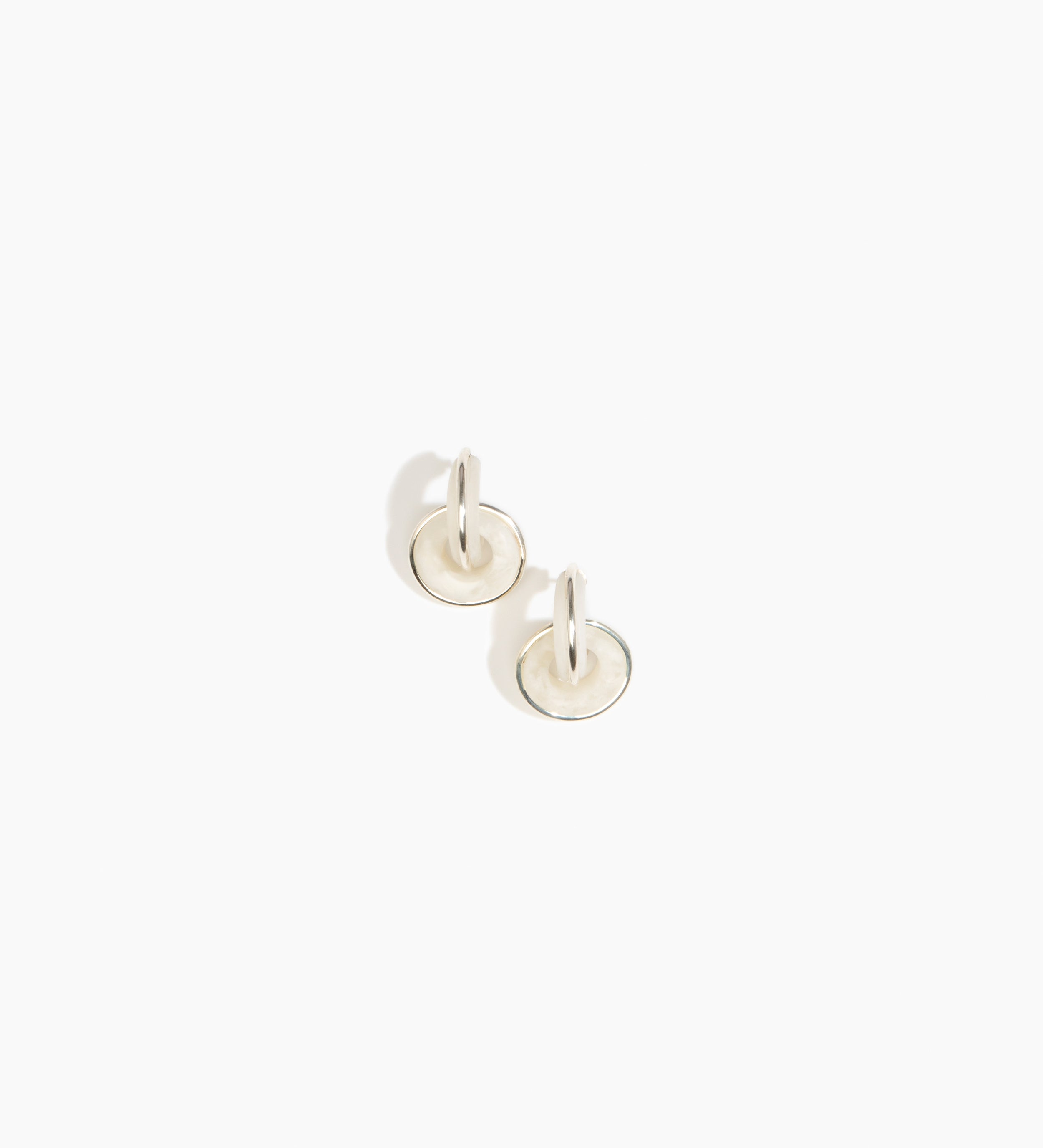 Dinosaur Designs Drift Link Earrings Earrings in Chalk Swirl color resin with Silver-Plated Brass Material