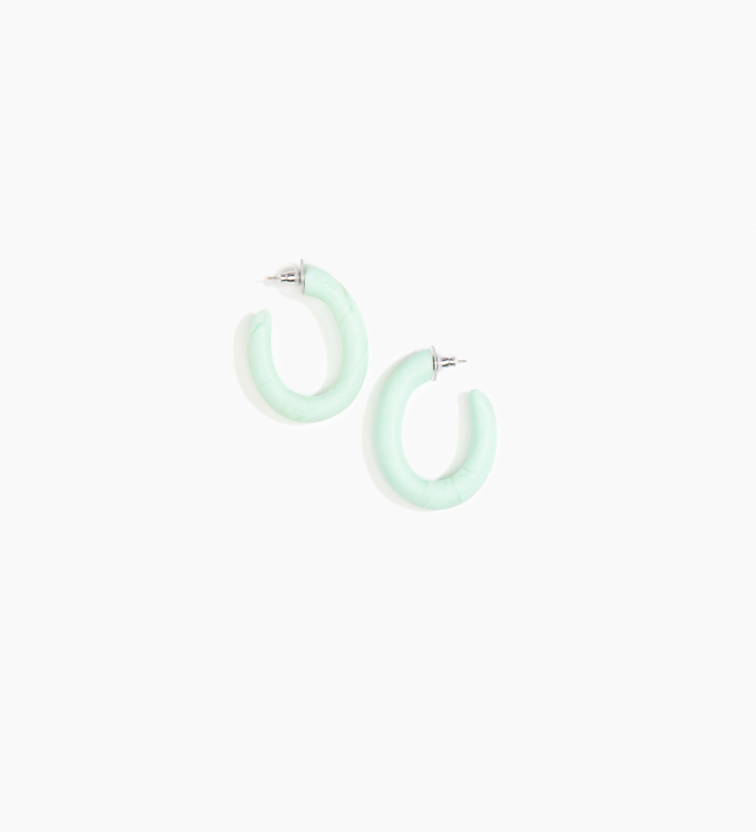 Dinosaur Designs Medium Pebble Loop Earrings Earrings in Mint color resin 