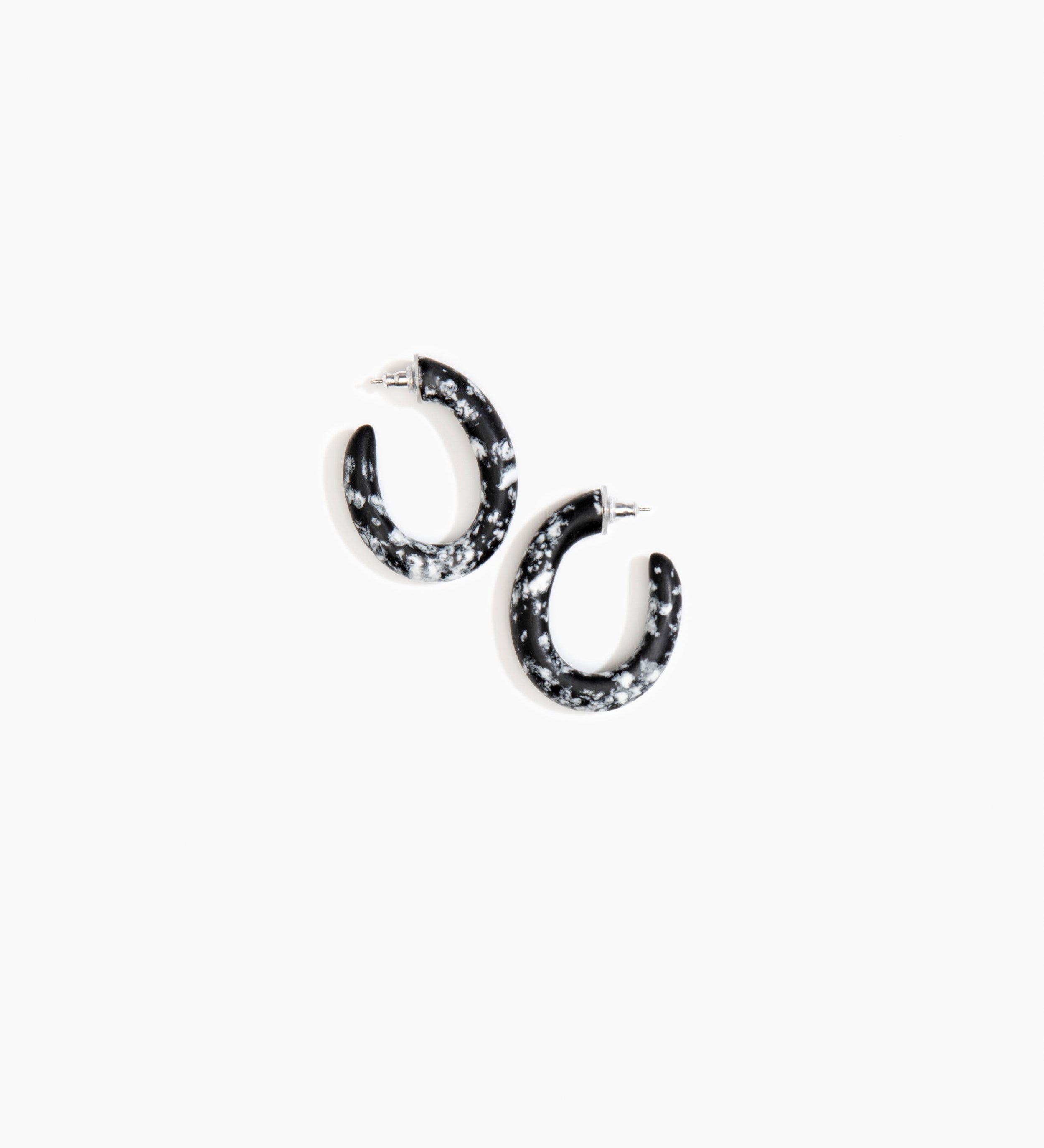 Dinosaur Designs Medium Pebble Loop Earrings Earrings in Black Marble color resin 