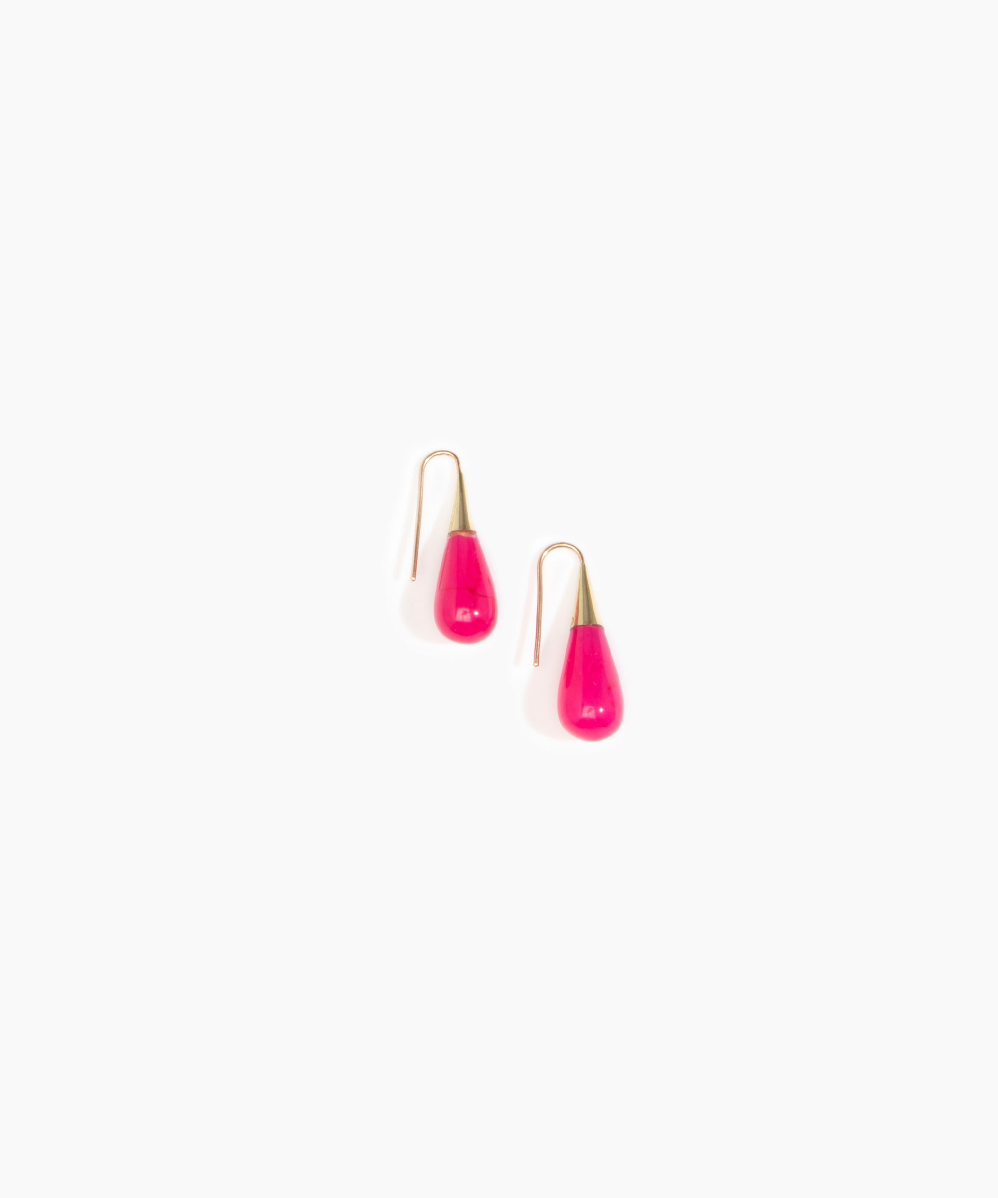 Dinosaur Designs Small Dew Drop Earrings Earrings in Flamingo color resin 