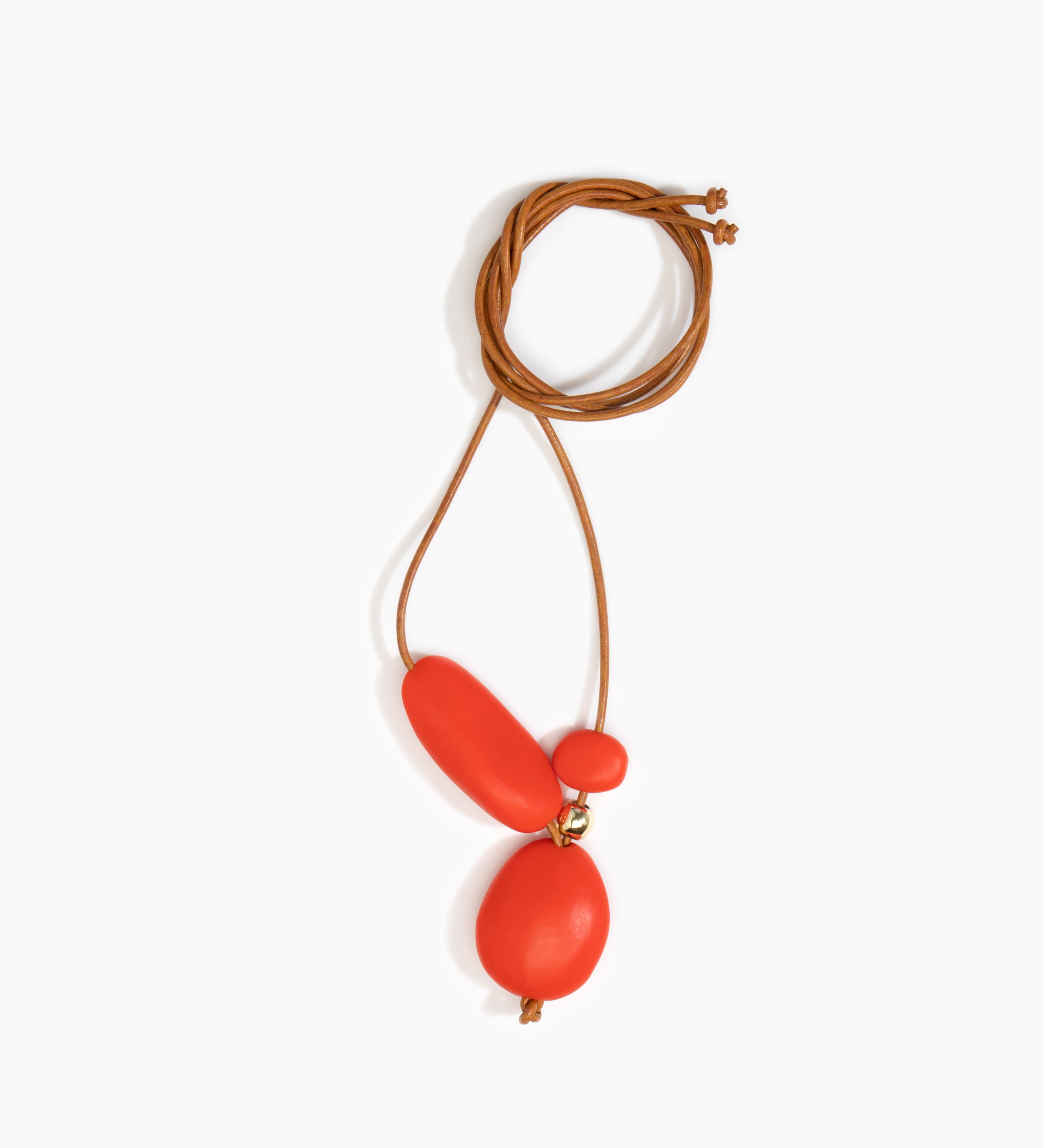 Dinosaur Designs Rock Cluster Pendant Necklaces in Coral Pop color resin with Nano-Coated Brass Bead Material