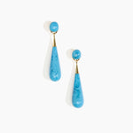 Dinosaur Designs Large Dew Drop Earrings Earrings in Sky color resin with Studs Backing