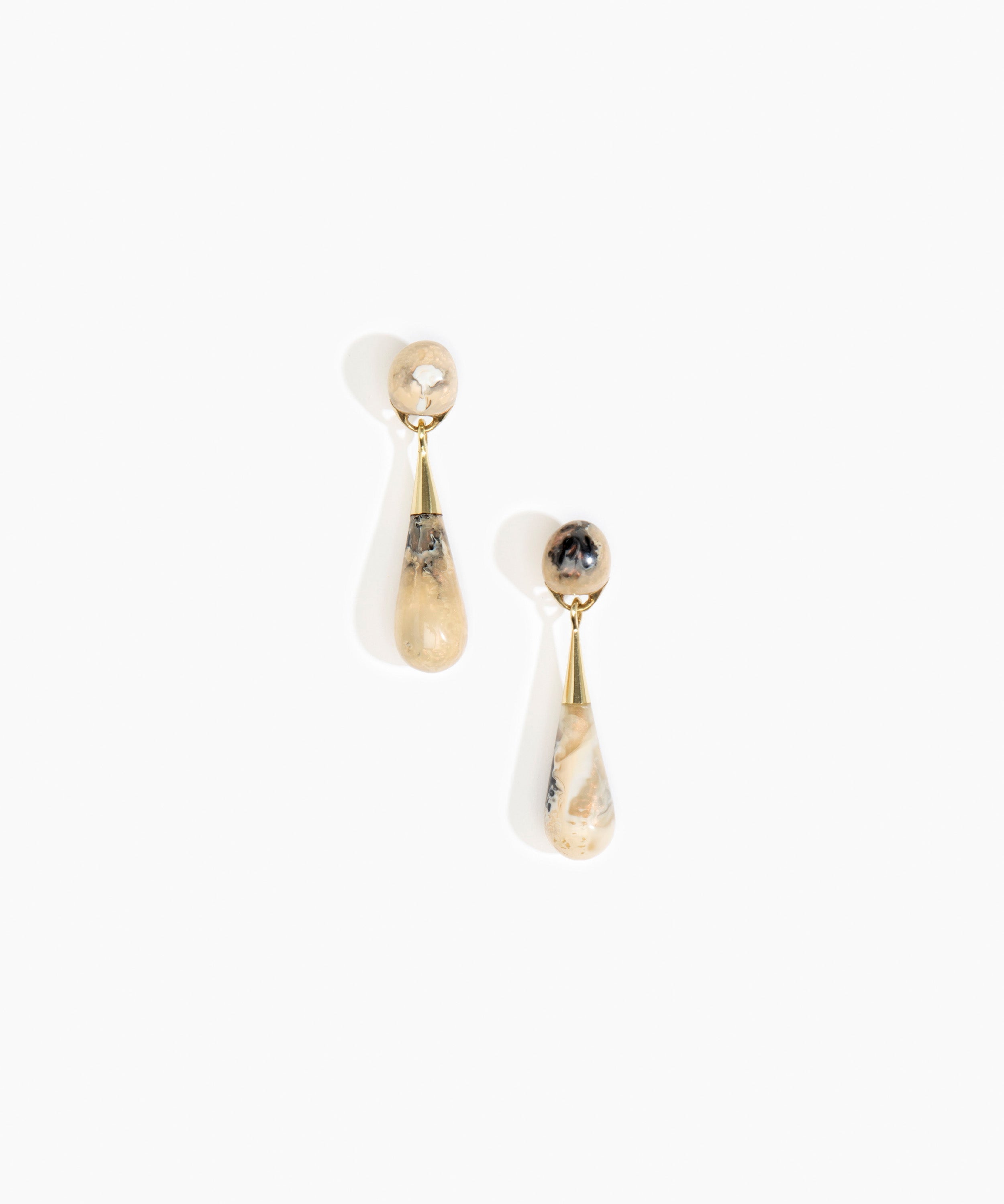 Dinosaur Designs Medium Dew Drop Earrings Earrings in Sandy Pearl color resin with Studs Backing