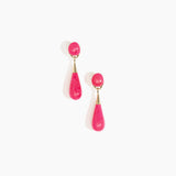 Dinosaur Designs Medium Dew Drop Earrings Earrings in Flamingo color resin with Studs Backing