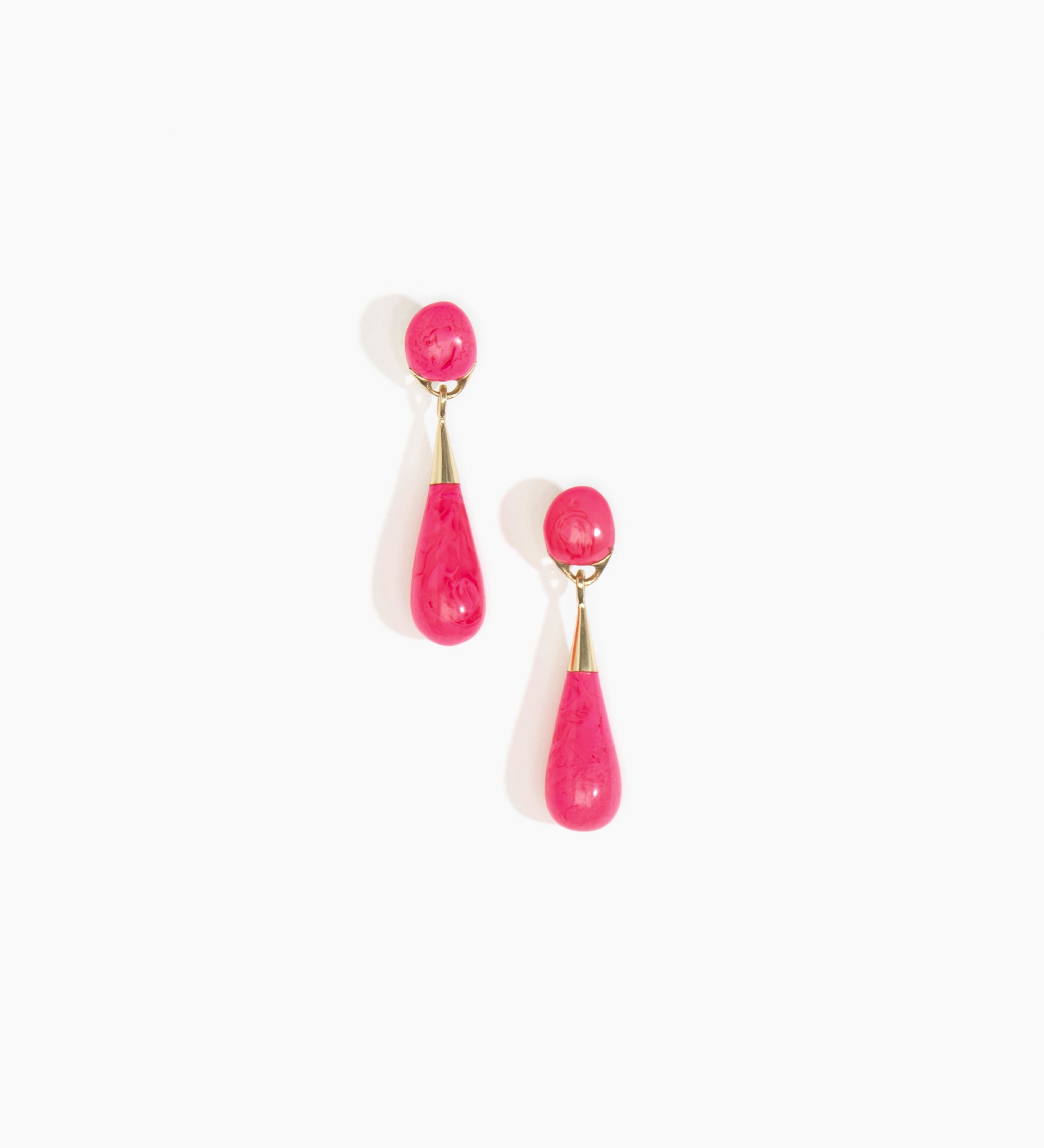 Dinosaur Designs Medium Dew Drop Earrings Earrings in Flamingo color resin with Studs Backing