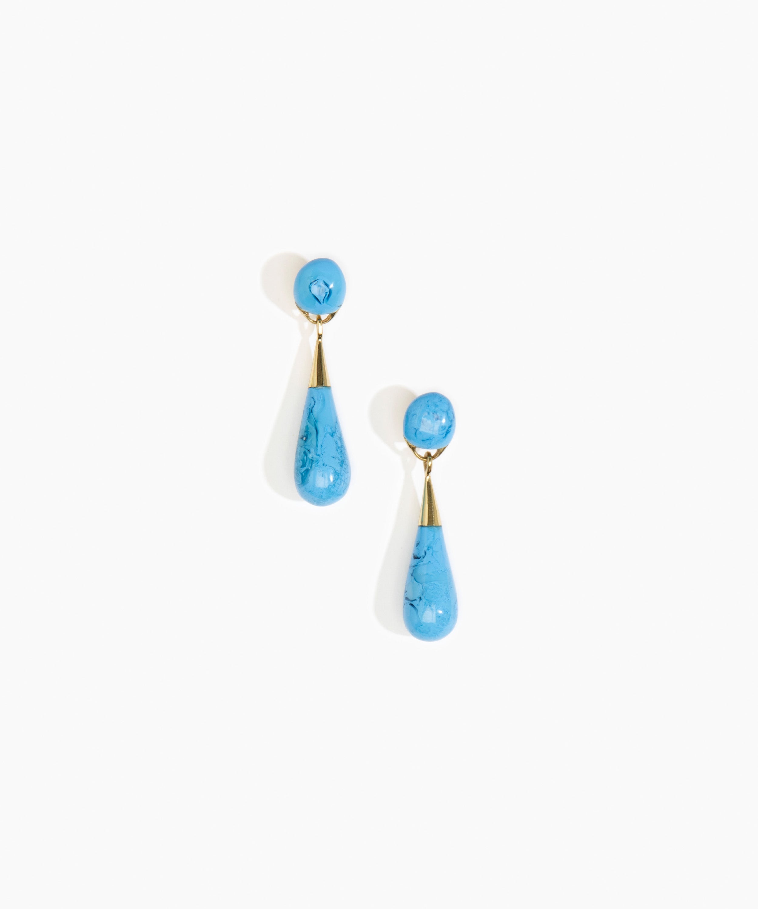 Dinosaur Designs Medium Dew Drop Earrings Earrings in Sky color resin with Studs Backing