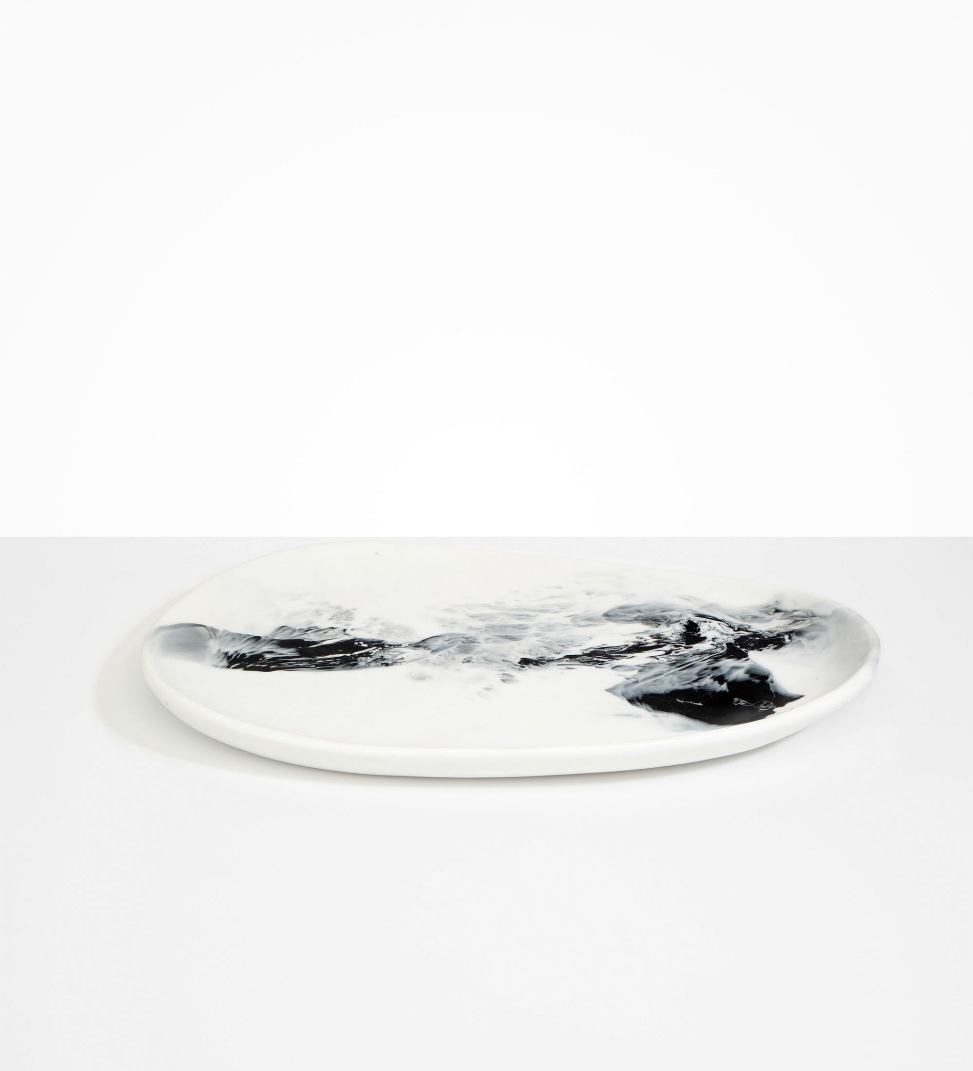 Dinosaur Designs Large Pebble Platter Serving Platters in White Marble color resin