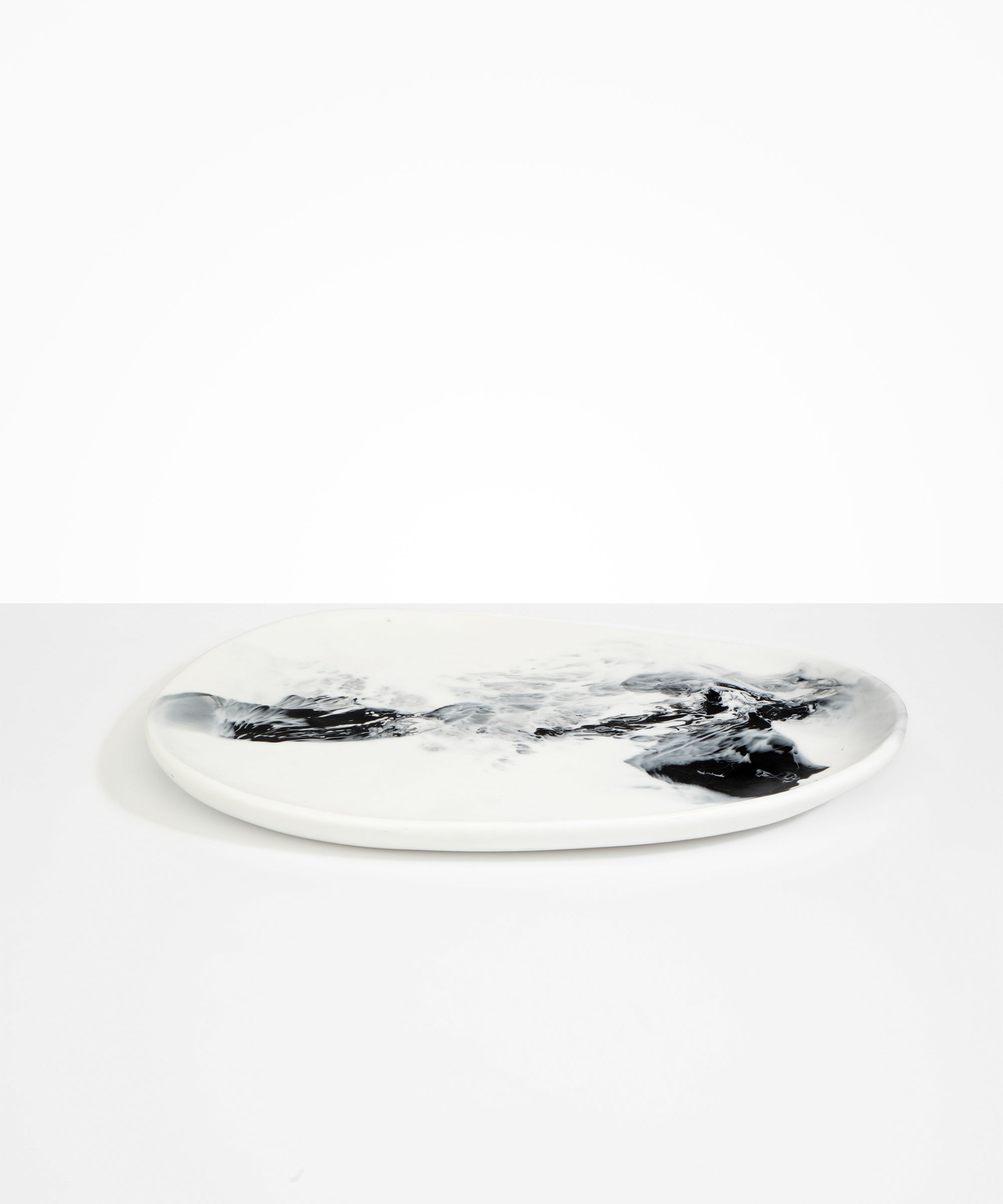 Dinosaur Designs Large Pebble Platter Serving Platters in White Marble color resin