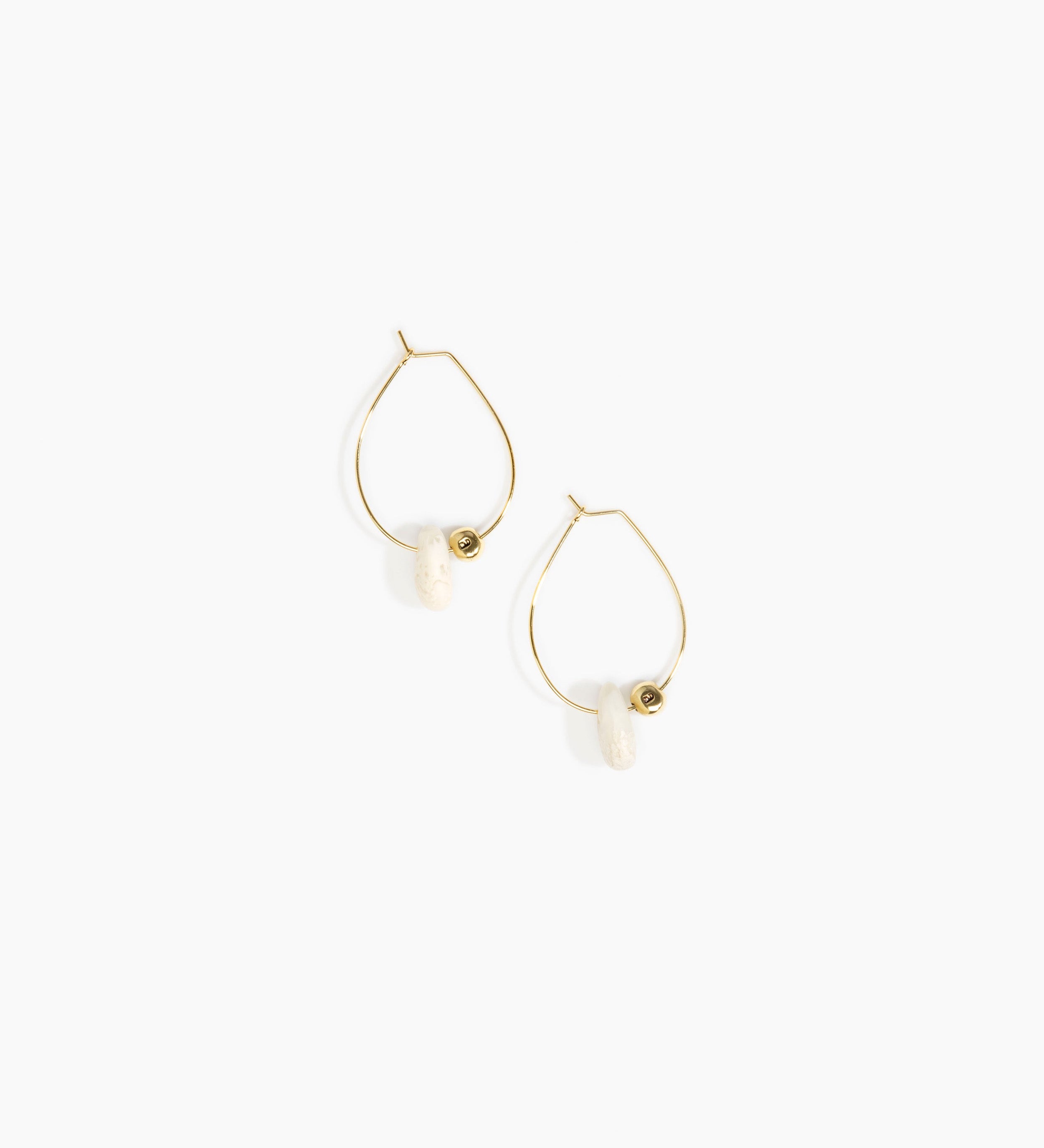 Dinosaur Designs Joie De Vivre Hoop Earrings Earrings in Chalk Swirl color resin with Gold-Filled Material