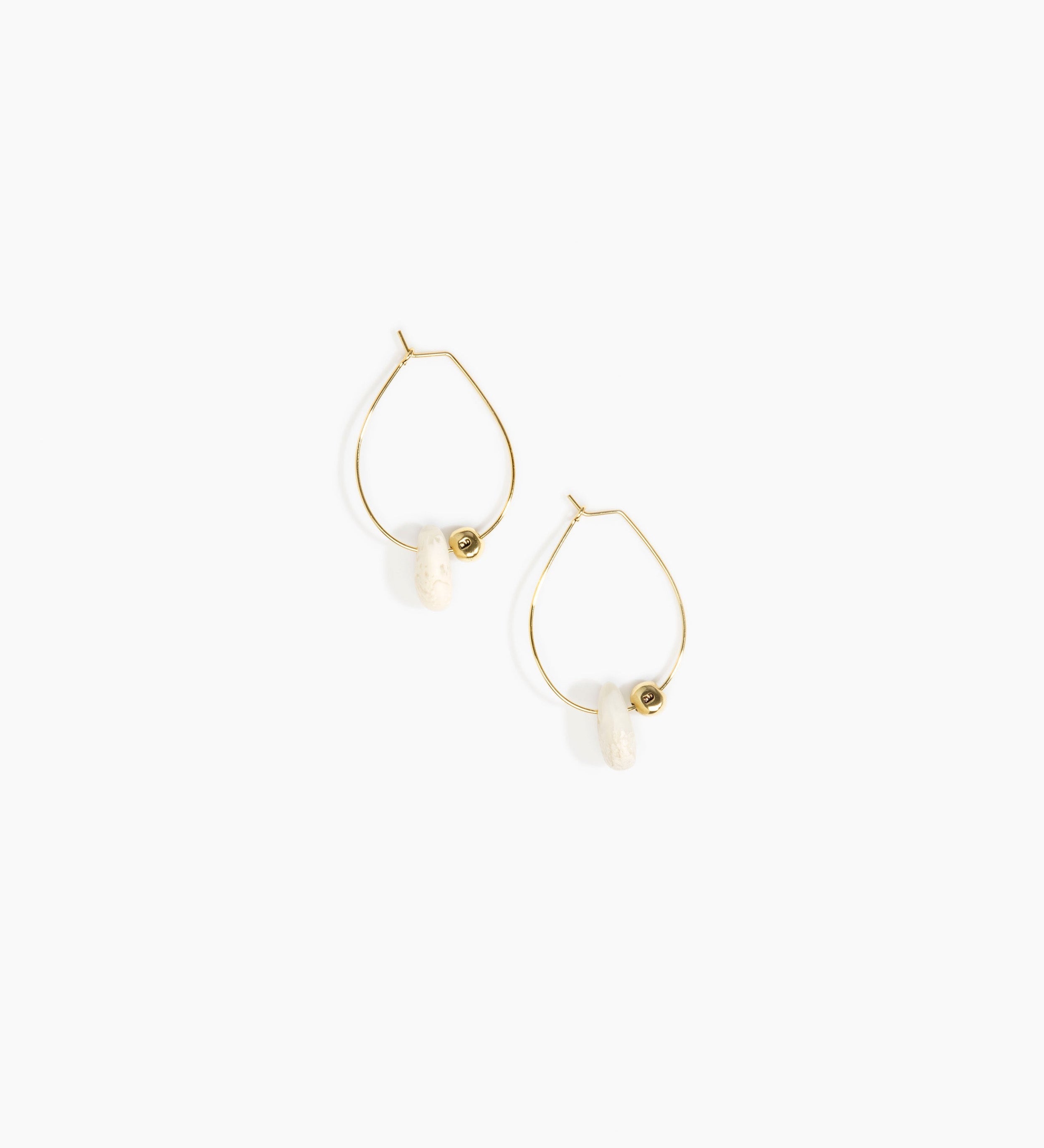 Dinosaur Designs Joie De Vivre Hoop Earrings Earrings in Chalk Swirl Colour resin with Gold-Filled Material