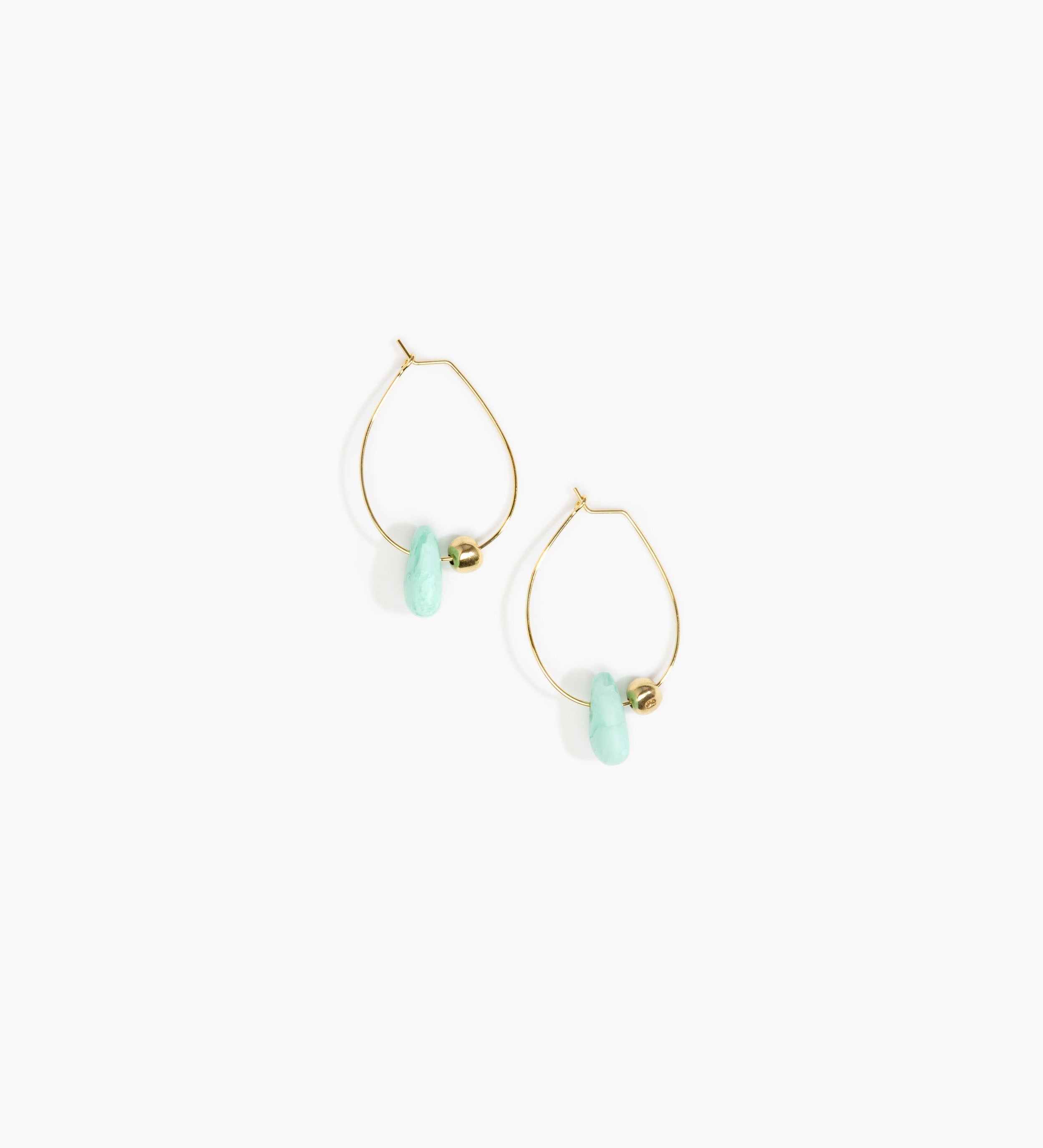 Dinosaur Designs Joie De Vivre Hoop Earrings Earrings in Mint color resin with Gold-Filled Material