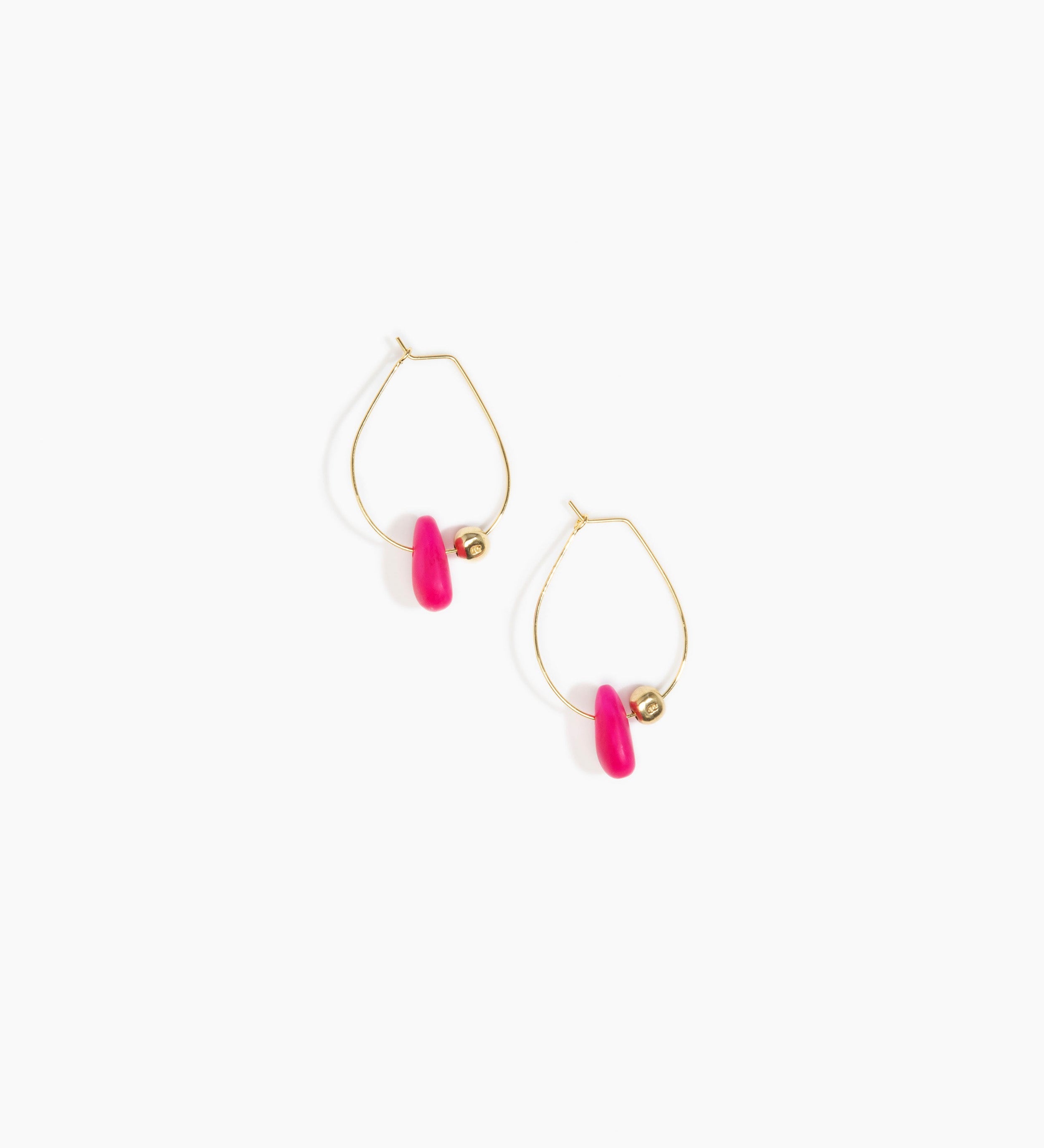 Dinosaur Designs Joie De Vivre Hoop Earrings Earrings in Flamingo color resin with Gold-Filled Material