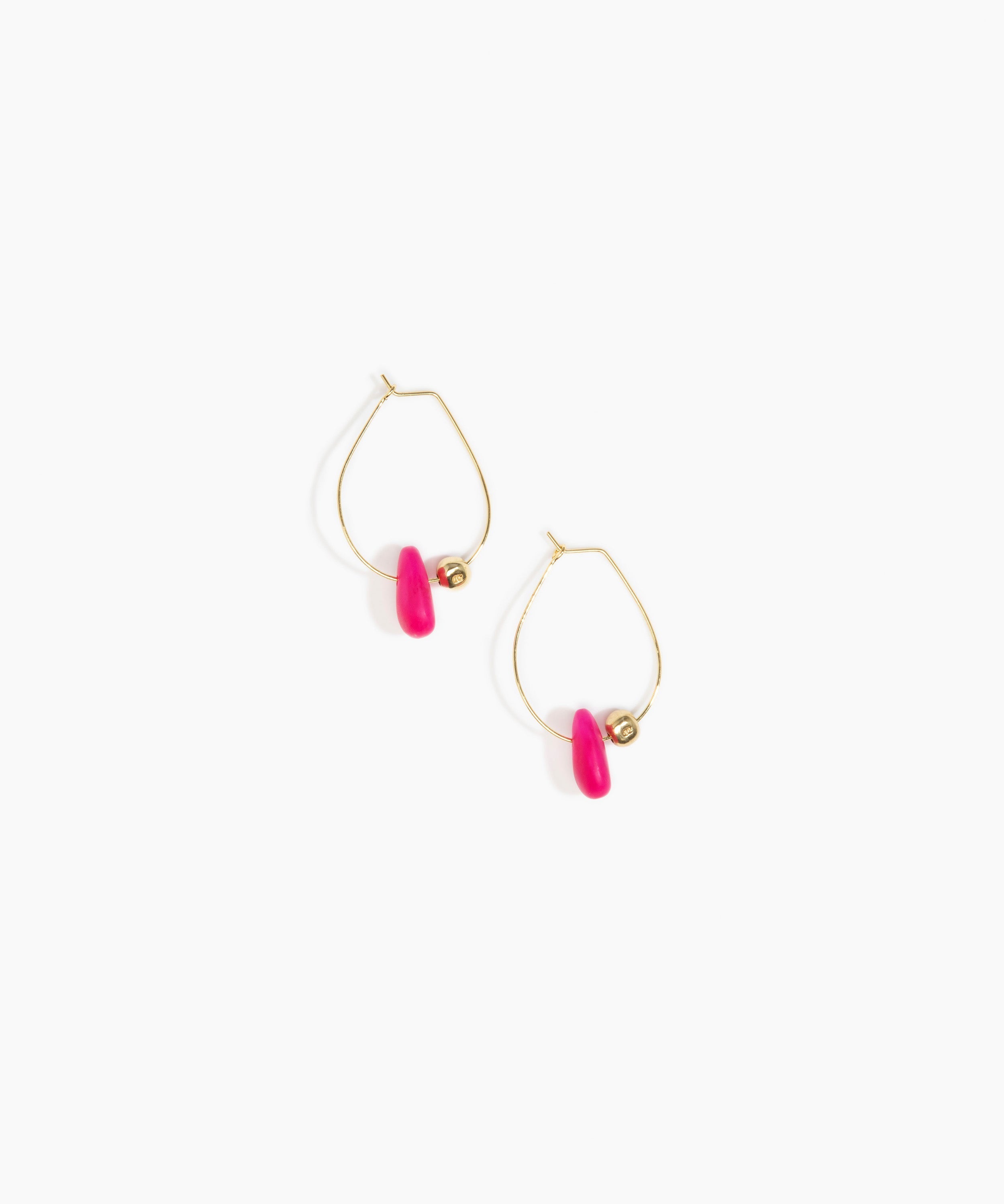 Dinosaur Designs Joie De Vivre Hoop Earrings Earrings in Flamingo Colour resin with Gold-Filled Material