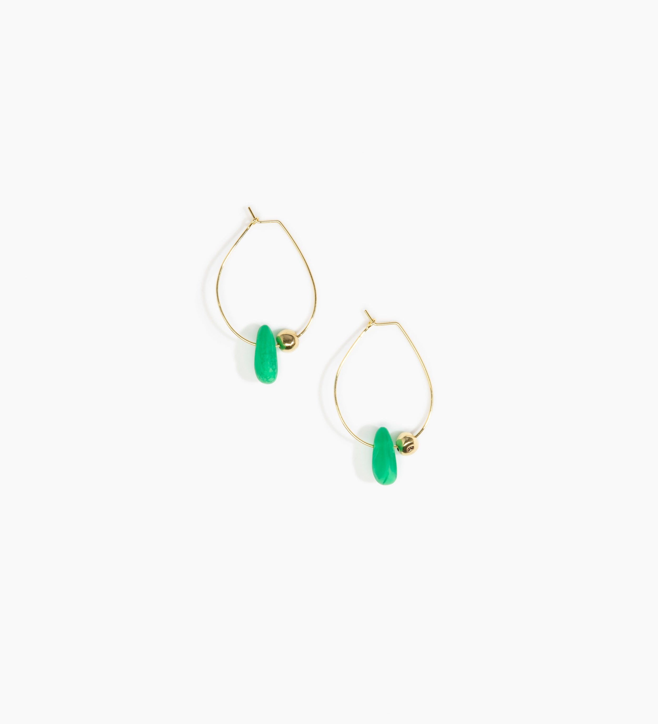 Dinosaur Designs Joie De Vivre Hoop Earrings Earrings in Leaf color resin with Gold-Filled Material