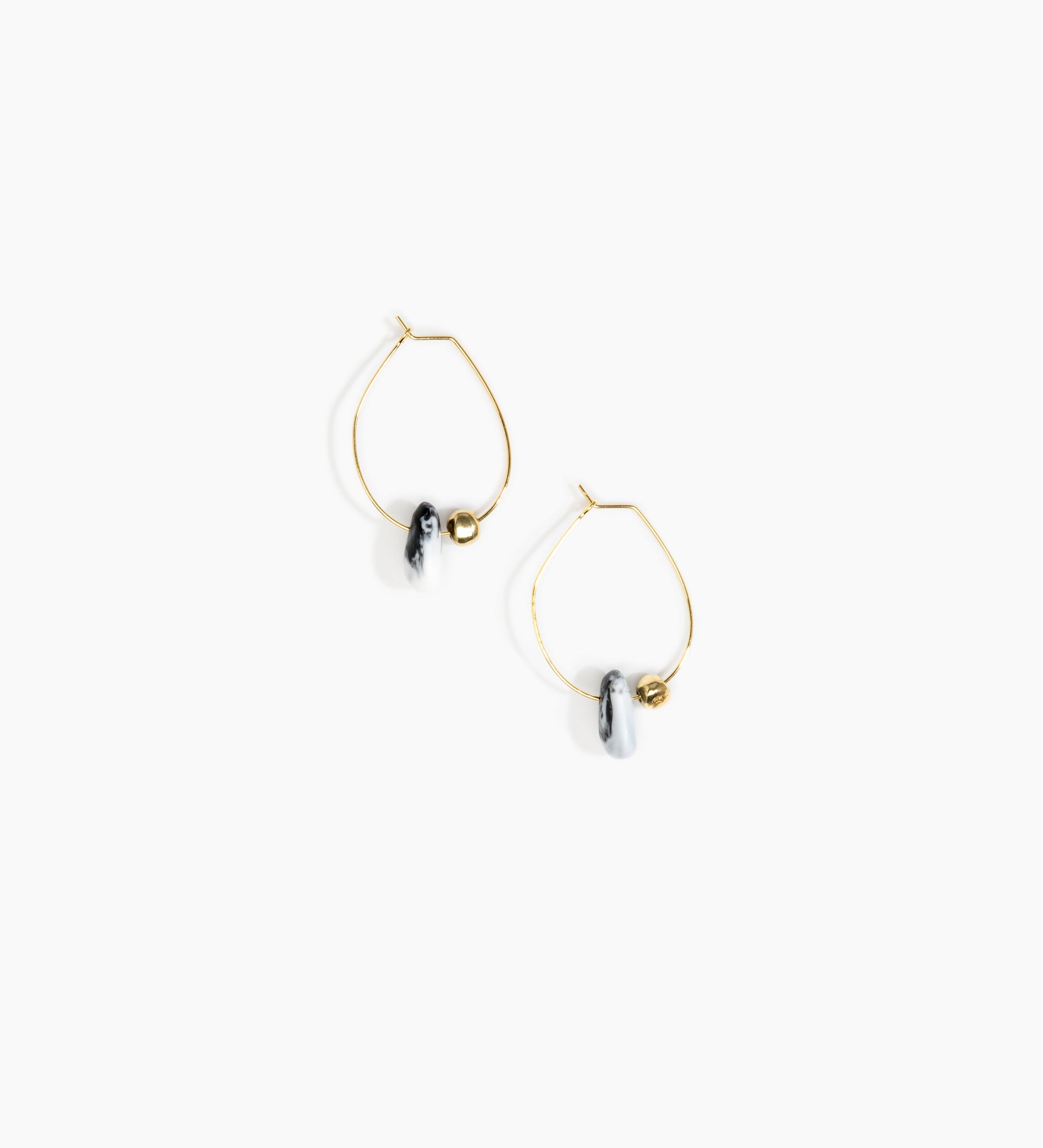 Dinosaur Designs Joie De Vivre Hoop Earrings Earrings in White Marble color resin with Gold-Filled Material