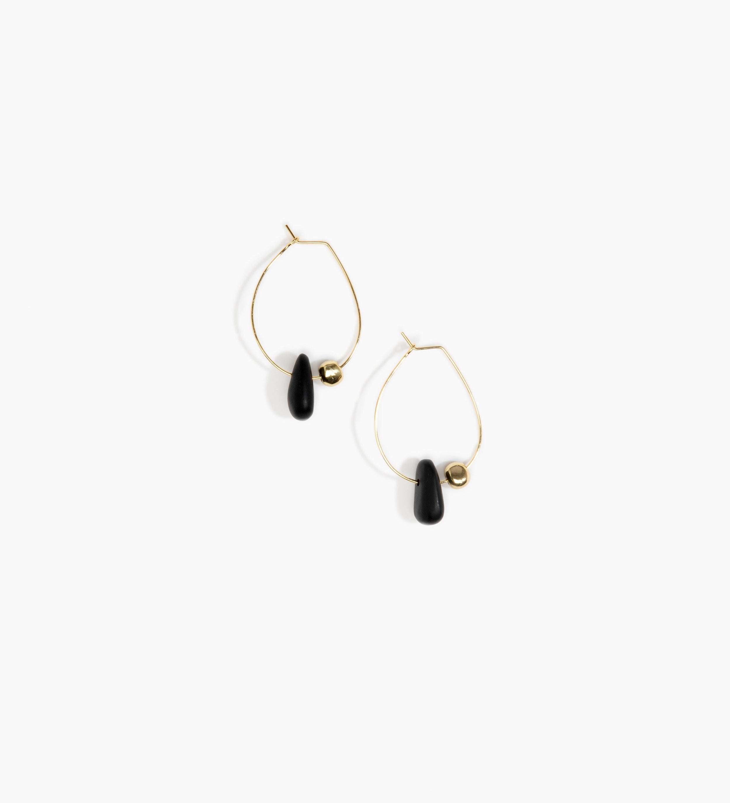 Dinosaur Designs Joie De Vivre Hoop Earrings Earrings in Black color resin with Gold-Filled Material