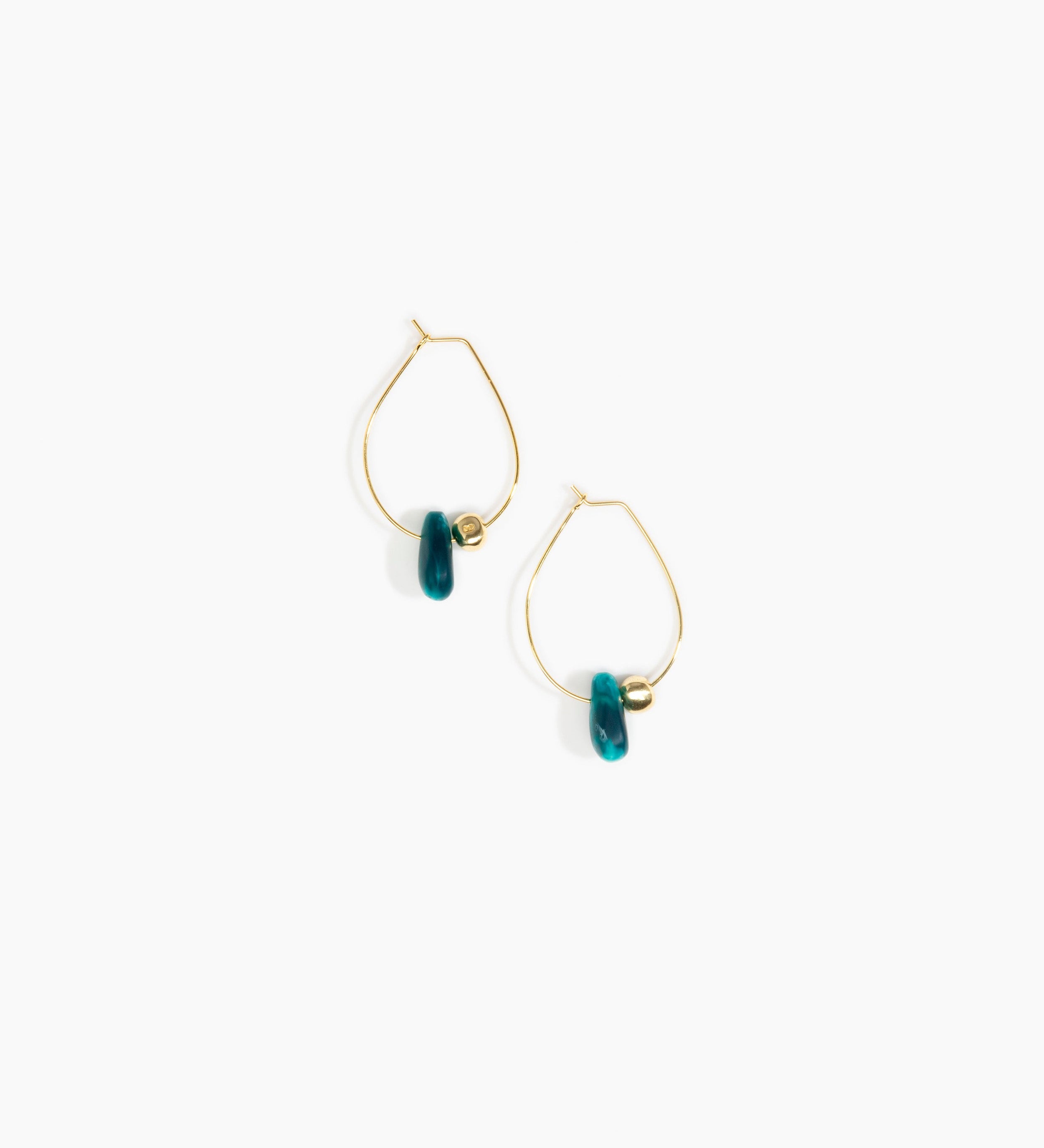 Dinosaur Designs Joie De Vivre Hoop Earrings Earrings in Lagoon color resin with Gold-Filled Material