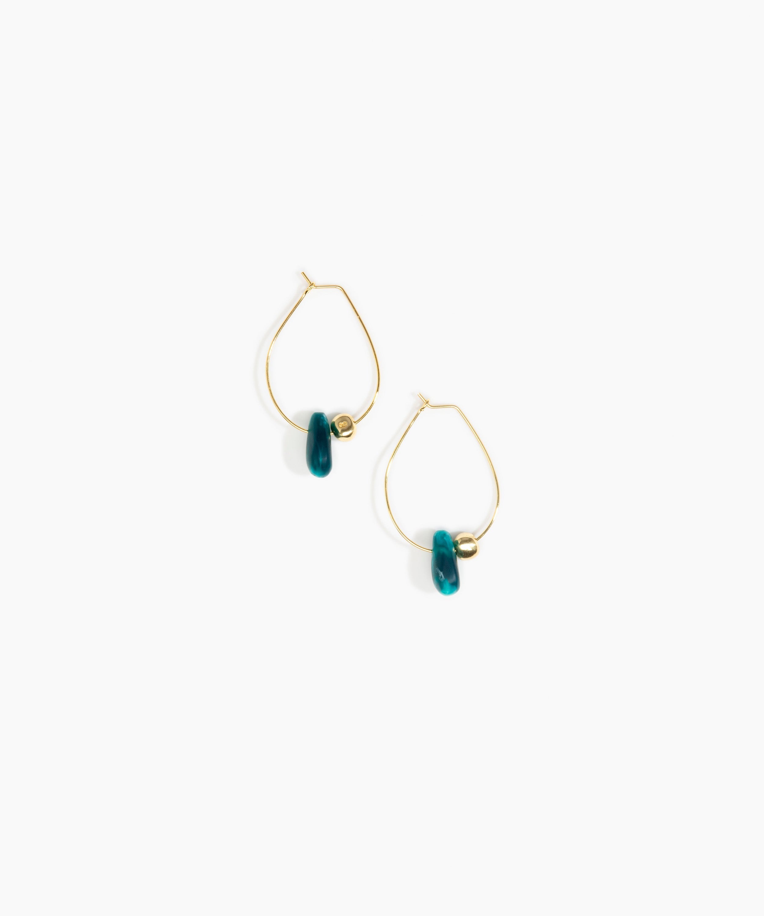 Dinosaur Designs Joie De Vivre Hoop Earrings Earrings in Lagoon Colour resin with Gold-Filled Material