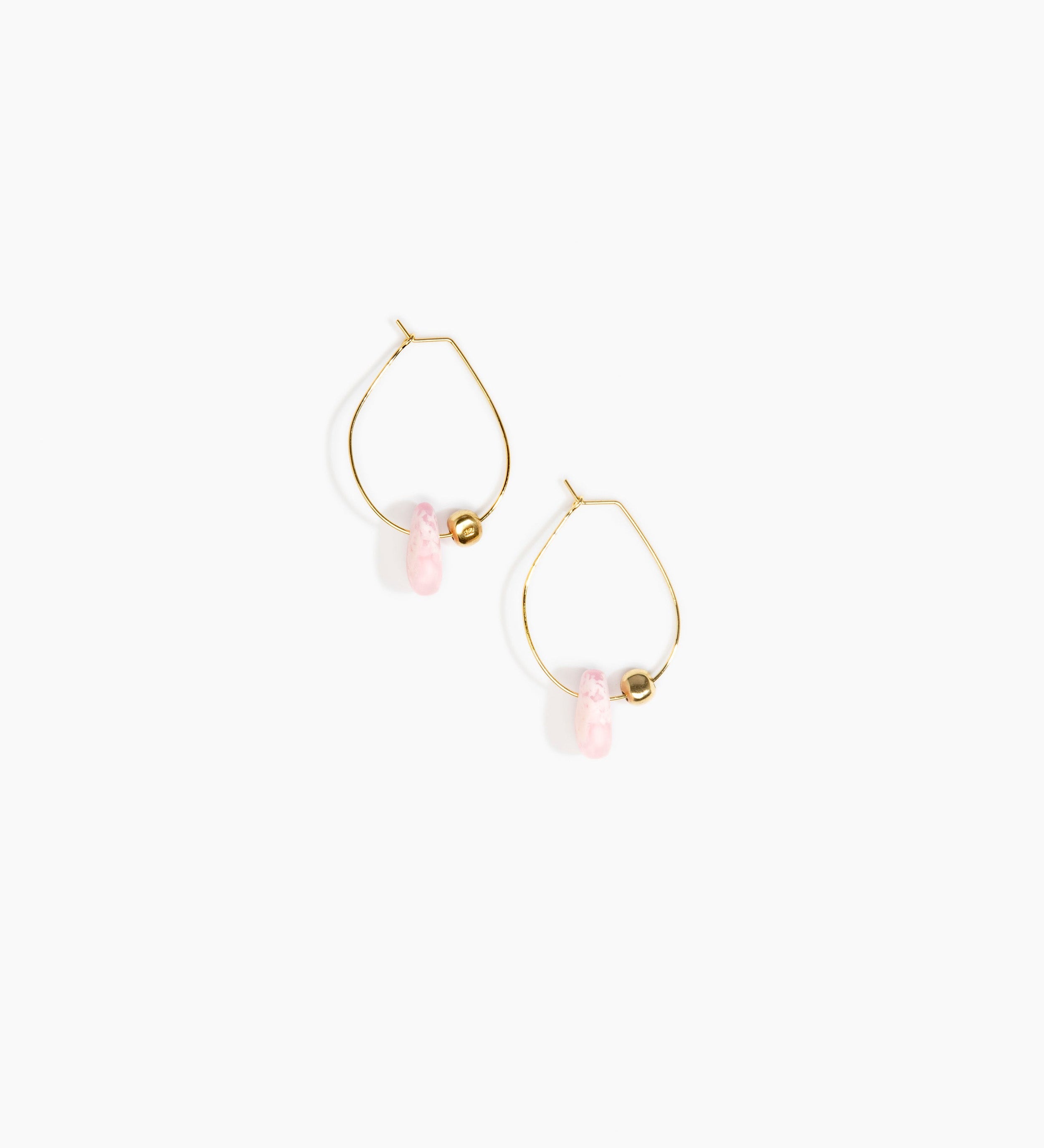 Dinosaur Designs Joie De Vivre Hoop Earrings Earrings in Shell Pink color resin with Gold-Filled Material