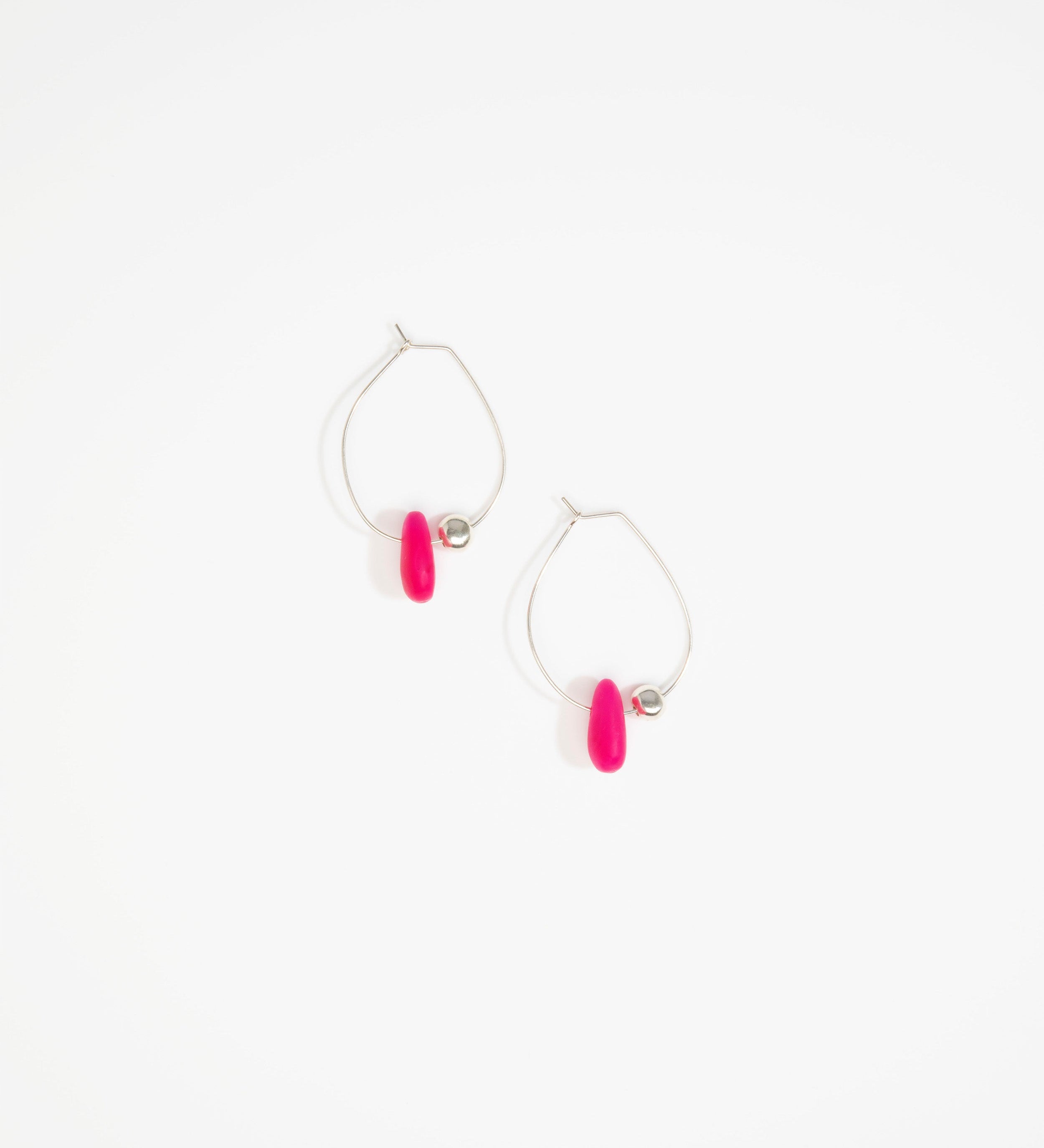 Dinosaur Designs Joie De Vivre Hoop Earrings Earrings in Flamingo color resin with 925 Sterling Silver Material