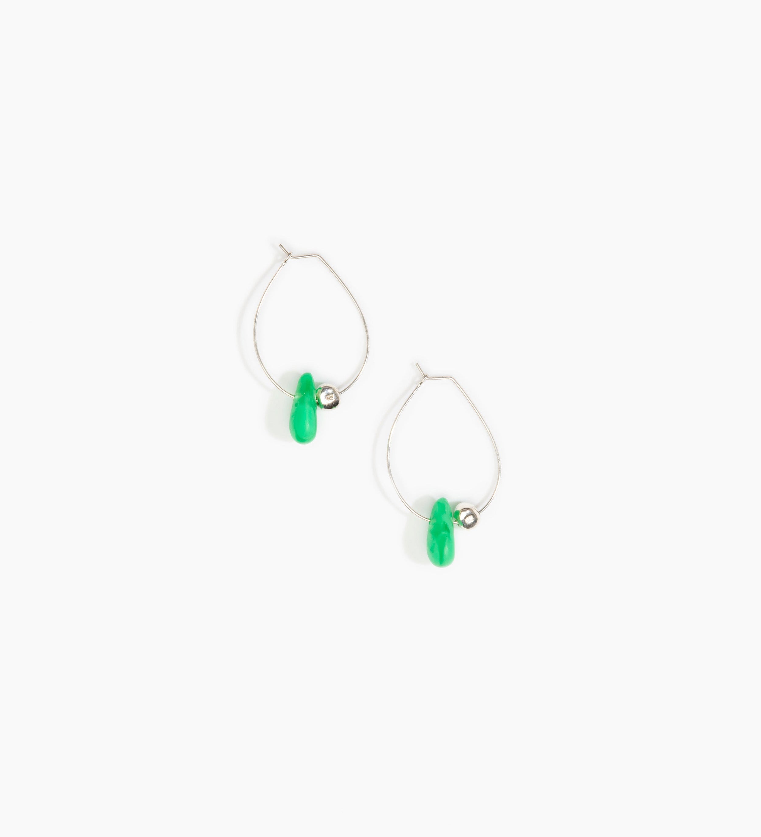 Dinosaur Designs Joie De Vivre Hoop Earrings Earrings in Leaf color resin with 925 Sterling Silver Material