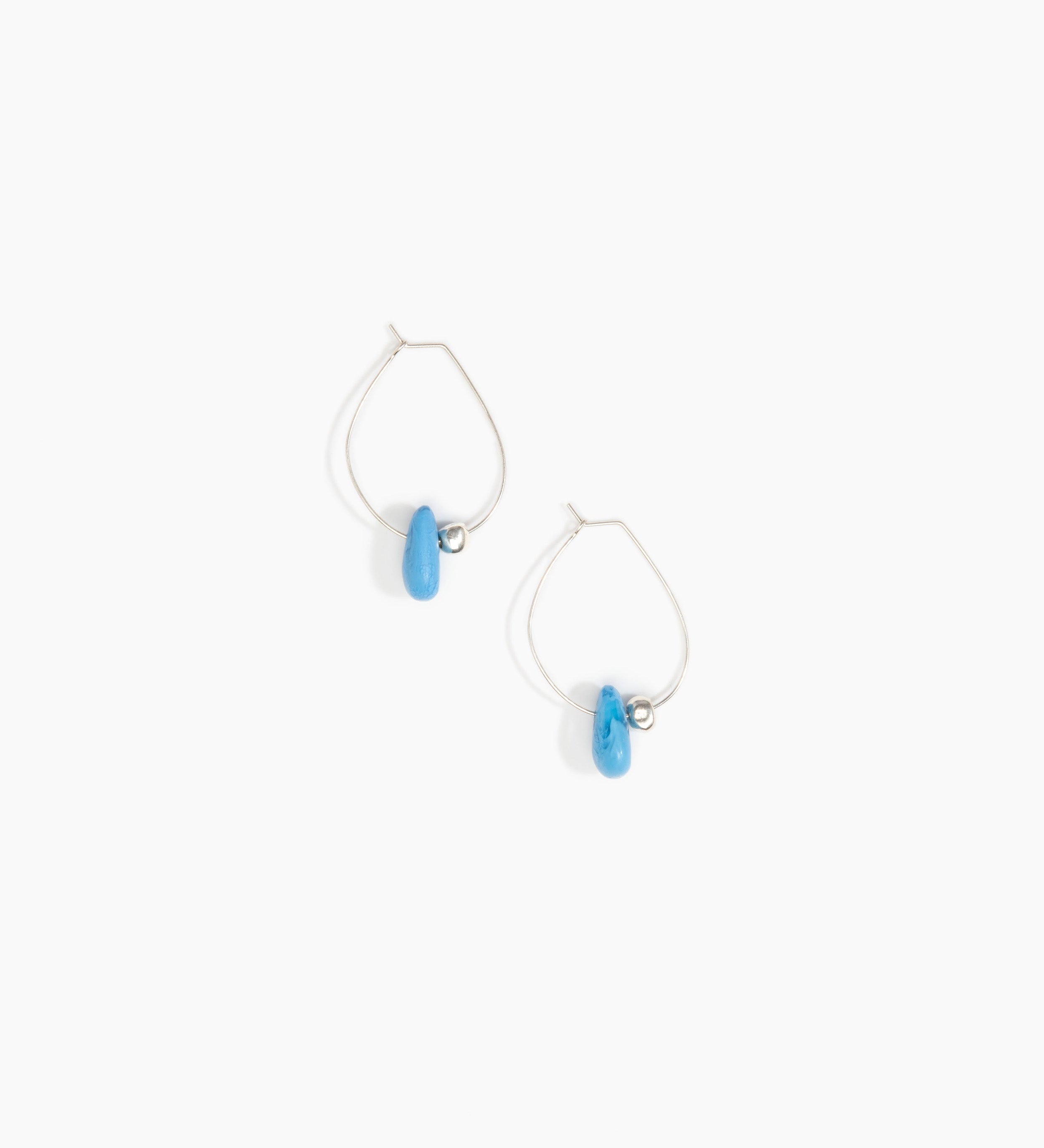 Dinosaur Designs Joie De Vivre Hoop Earrings Earrings in Sky color resin with 925 Sterling Silver Material