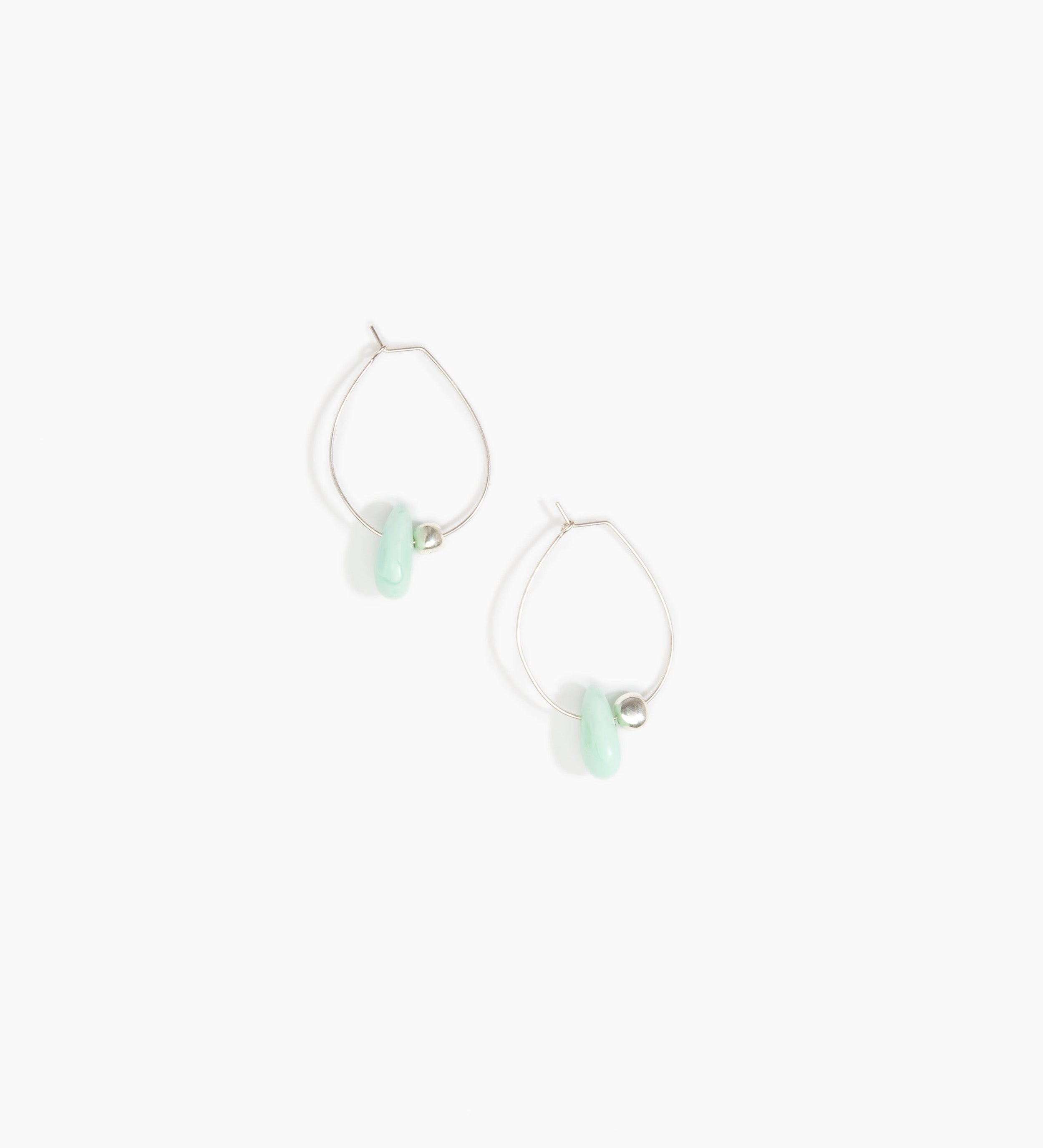 Dinosaur Designs Joie De Vivre Hoop Earrings Earrings in Mint color resin with 925 Sterling Silver Material