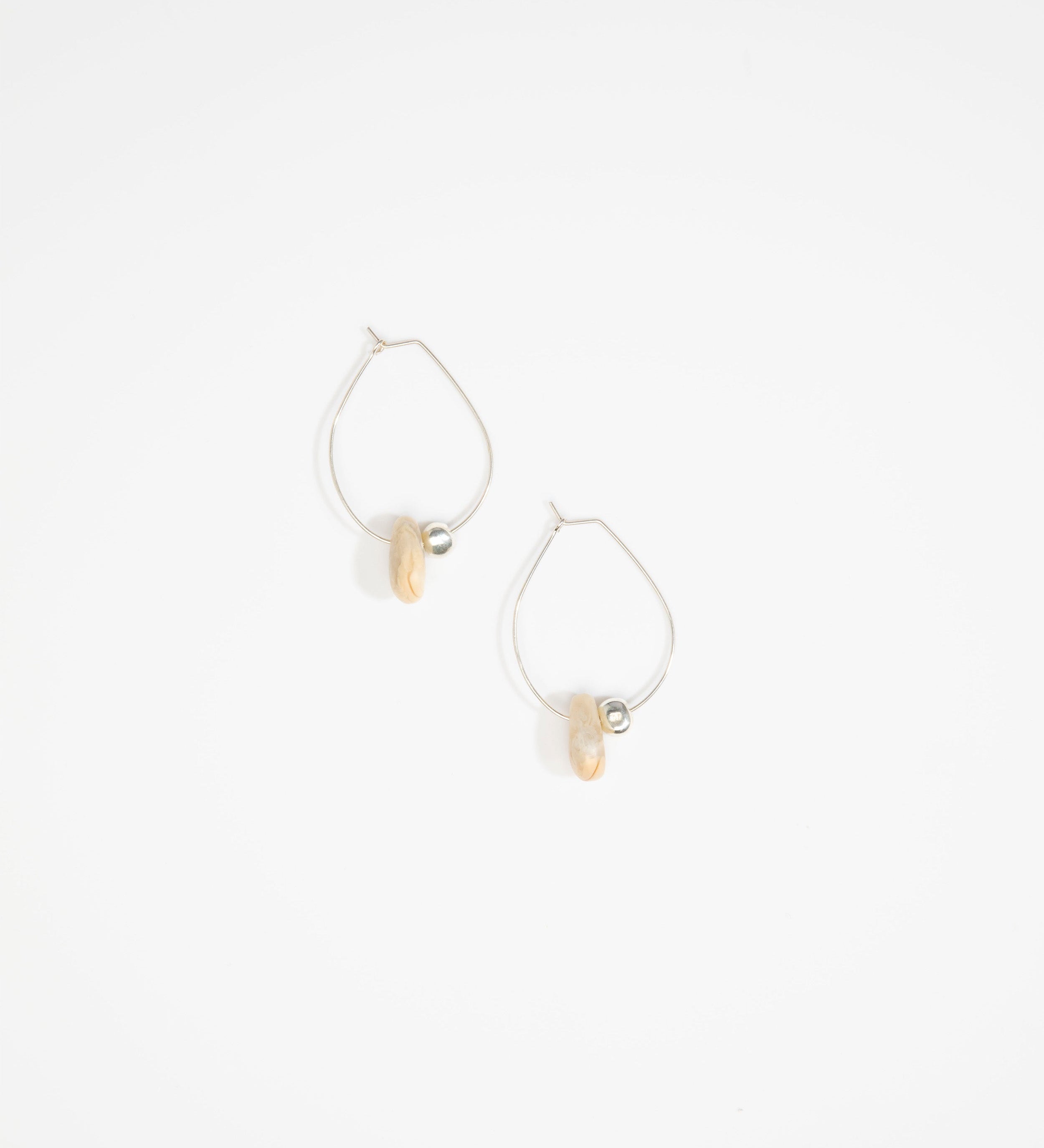 Dinosaur Designs Joie De Vivre Hoop Earrings Earrings in Sandy Pearl color resin with 925 Sterling Silver Material