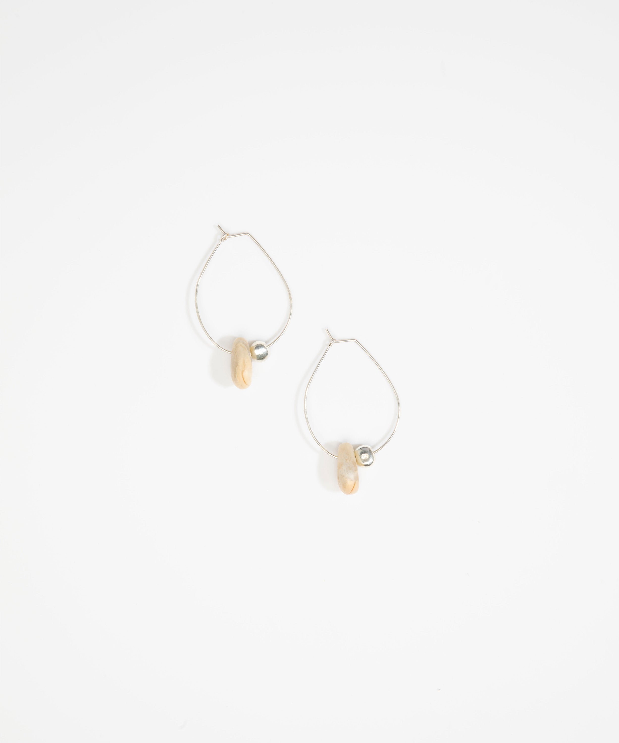 Dinosaur Designs Joie De Vivre Hoop Earrings Earrings in Sandy Pearl Colour resin with 925 Sterling Silver Material