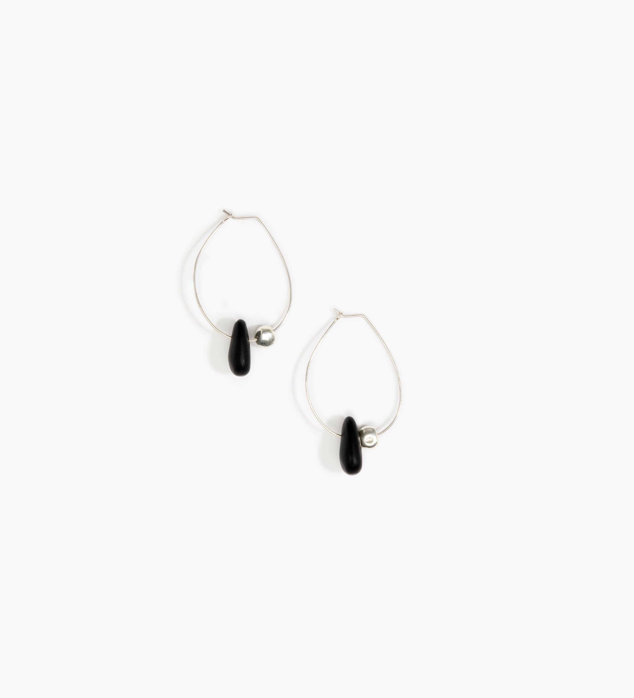 Dinosaur Designs Joie De Vivre Hoop Earrings Earrings in Black color resin with 925 Sterling Silver Material