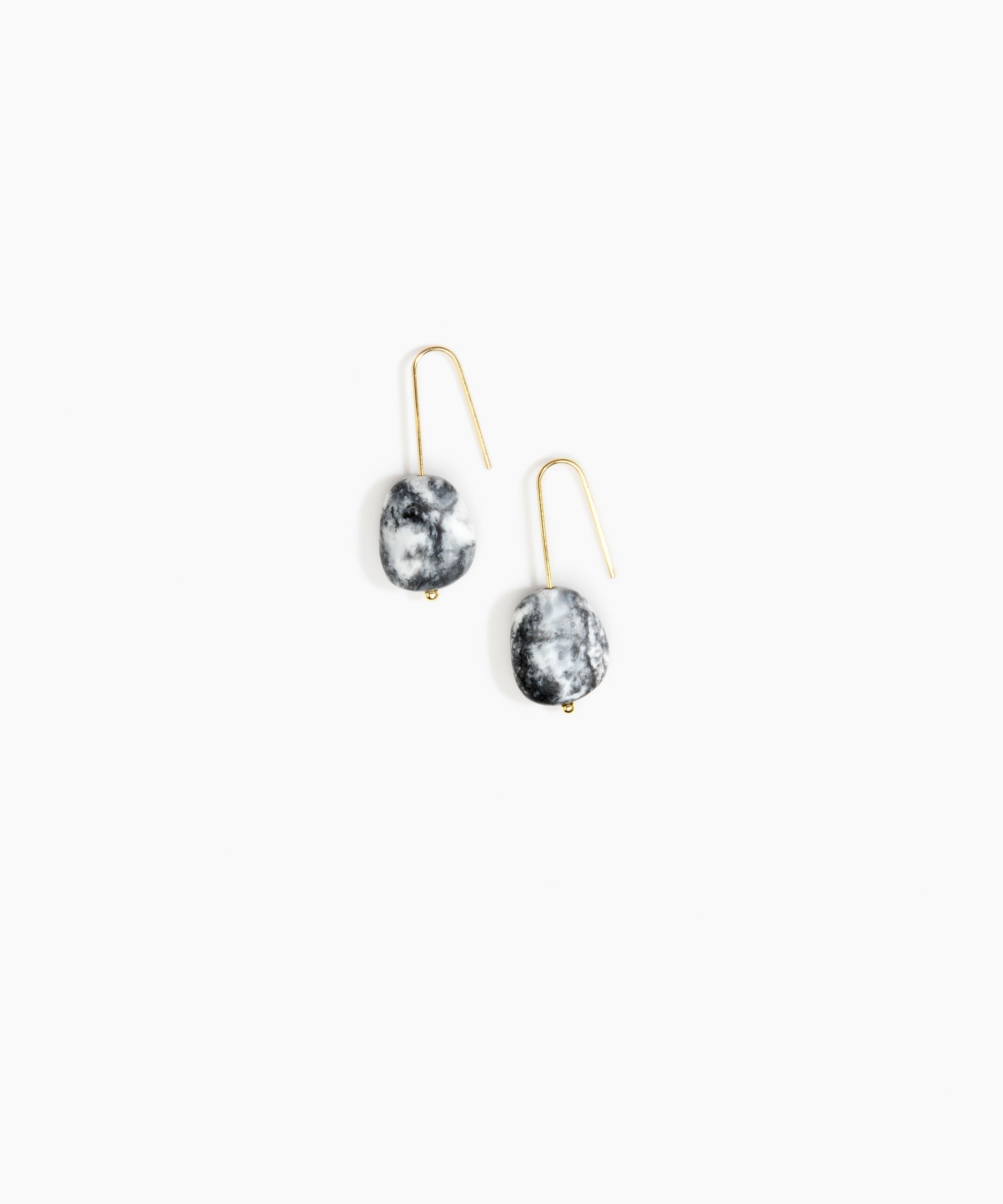 Dinosaur Designs Earth Wire Earrings Earrings in White Marble color resin with Gold-Filled Material