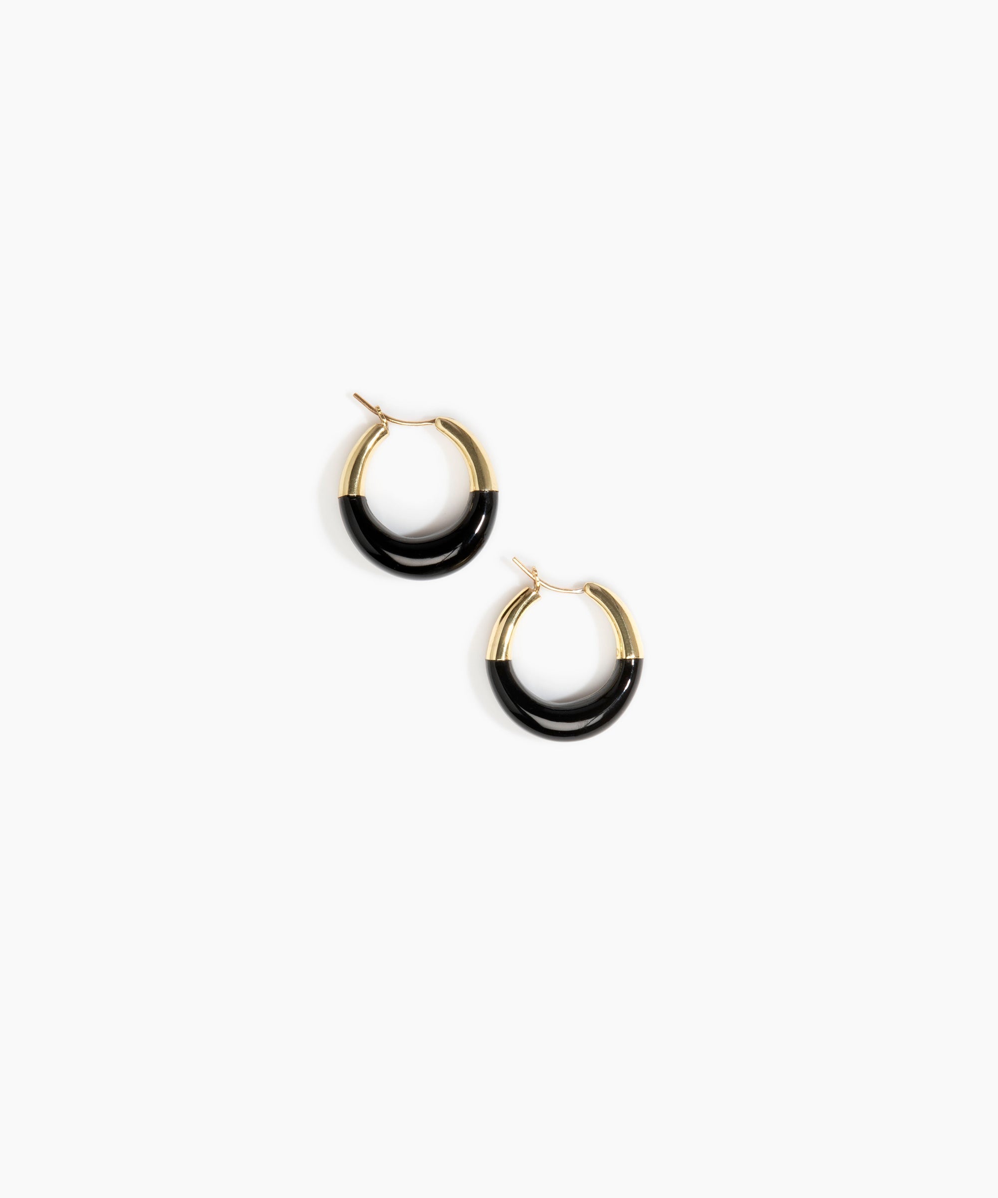 Dinosaur Designs Small Horn Hoop Earrings Earrings in Black color resin 