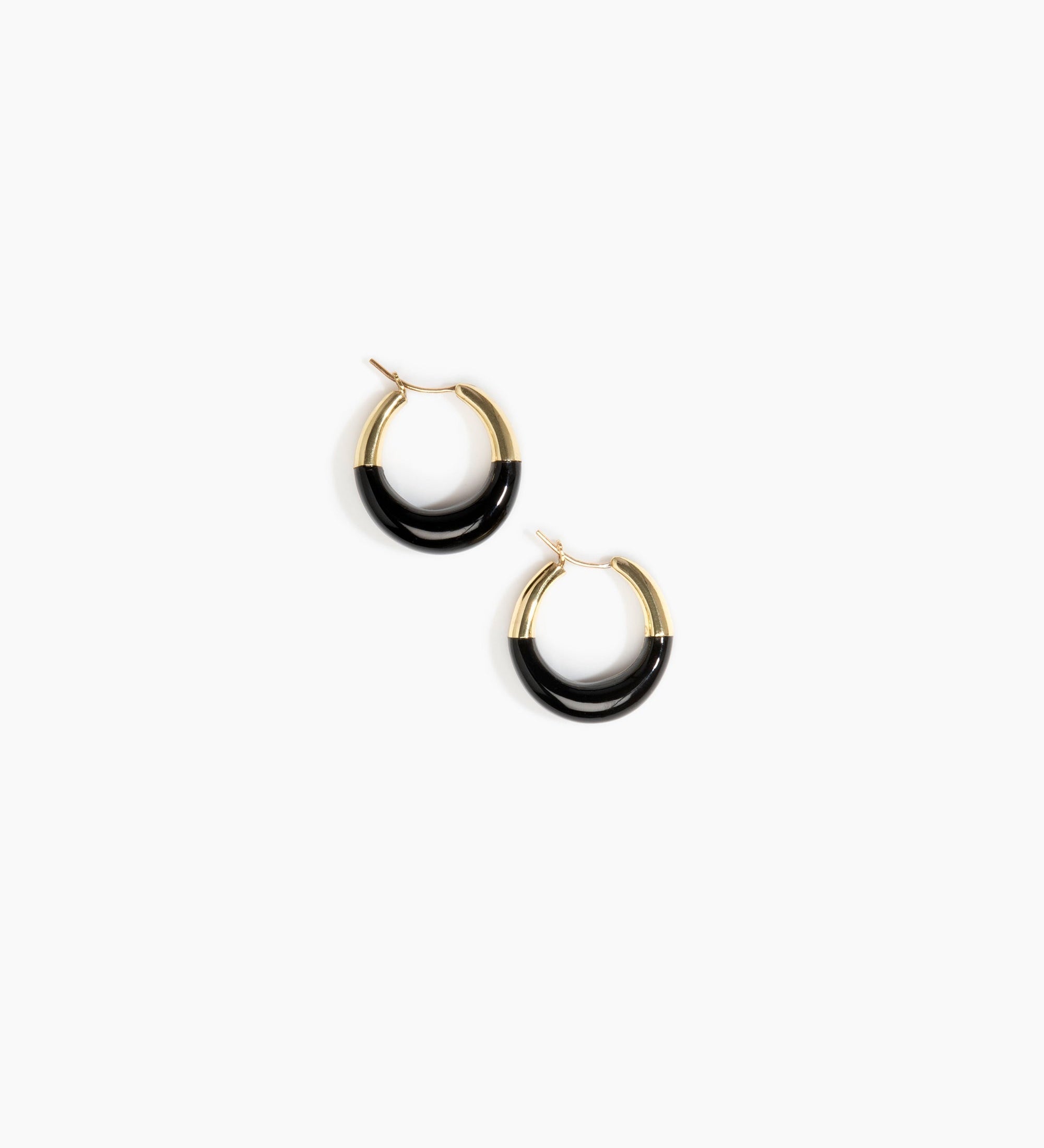 Dinosaur Designs Small Horn Hoop Earrings Earrings in Black color resin 